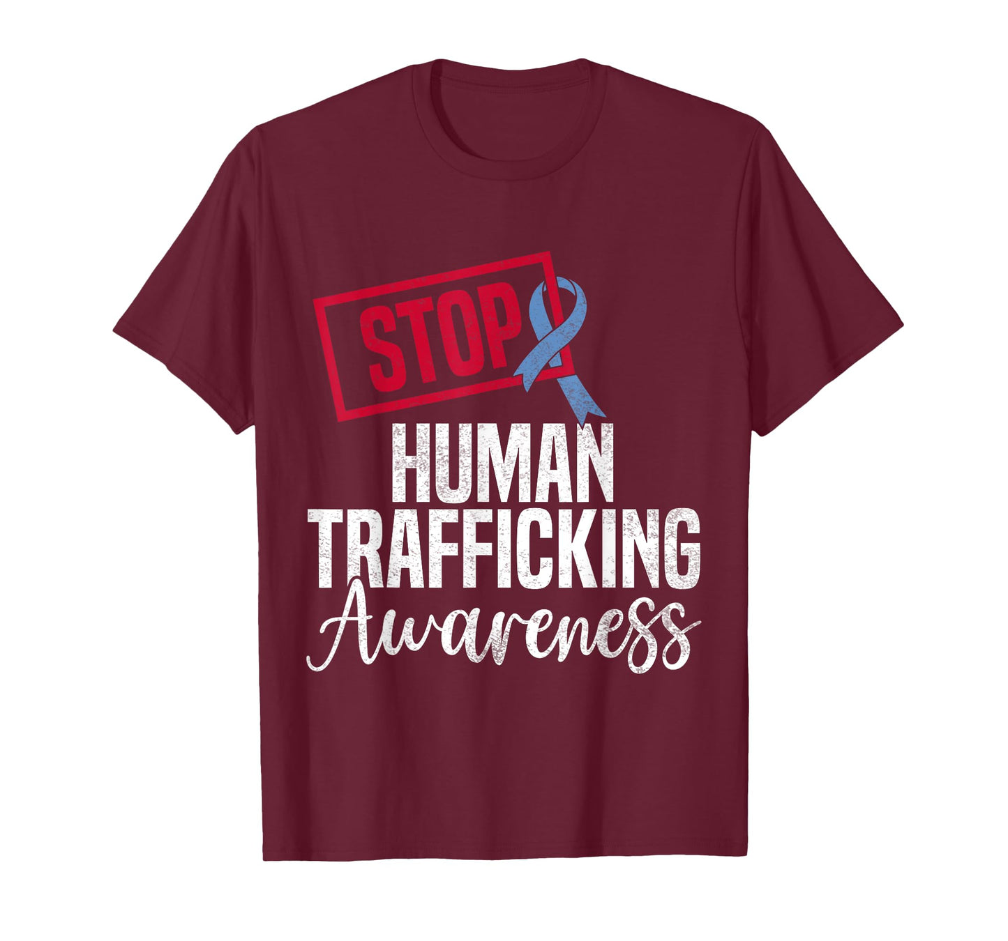 January Human Trafficking Awareness STOP Blue Ribbon T-Shirt