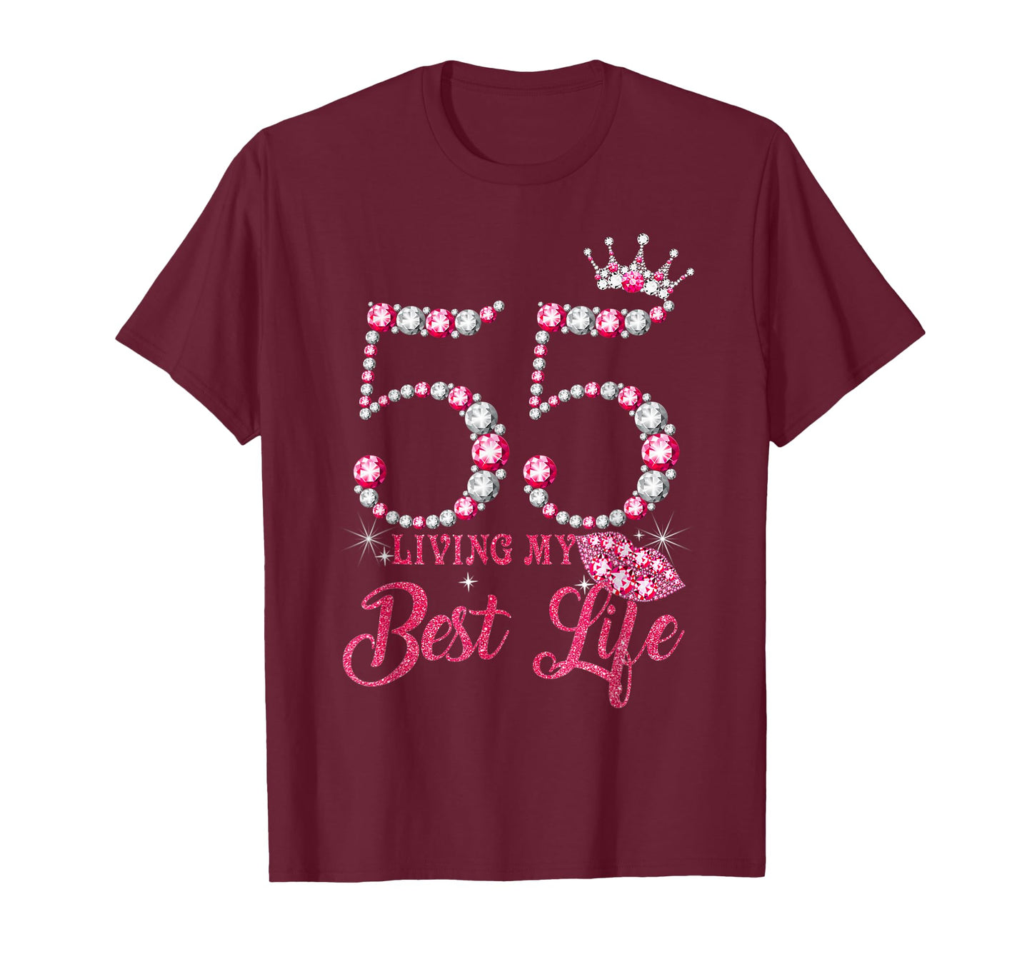 Living My Best Life 55 Years Old 55th Birthday Queen Women T-Shirt