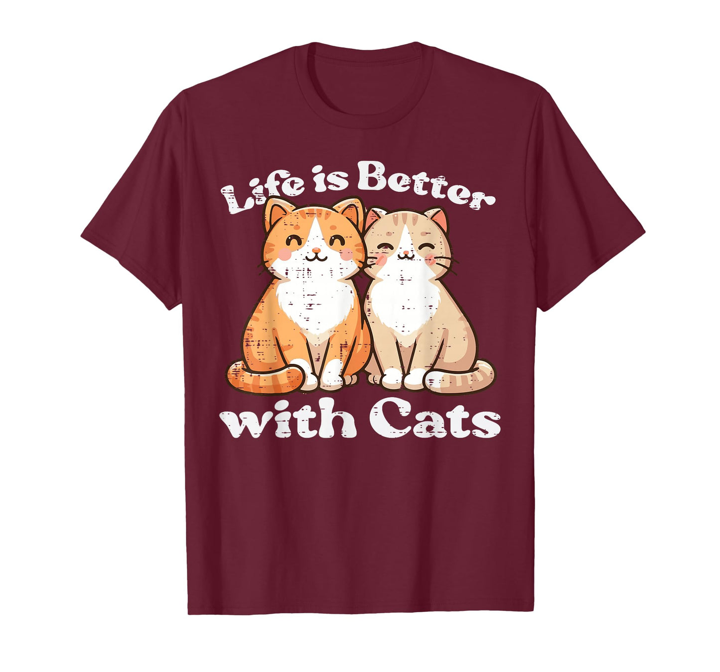 Life Is Better With Cats Cute Kitten Kitty Women Girls Kids T-Shirt