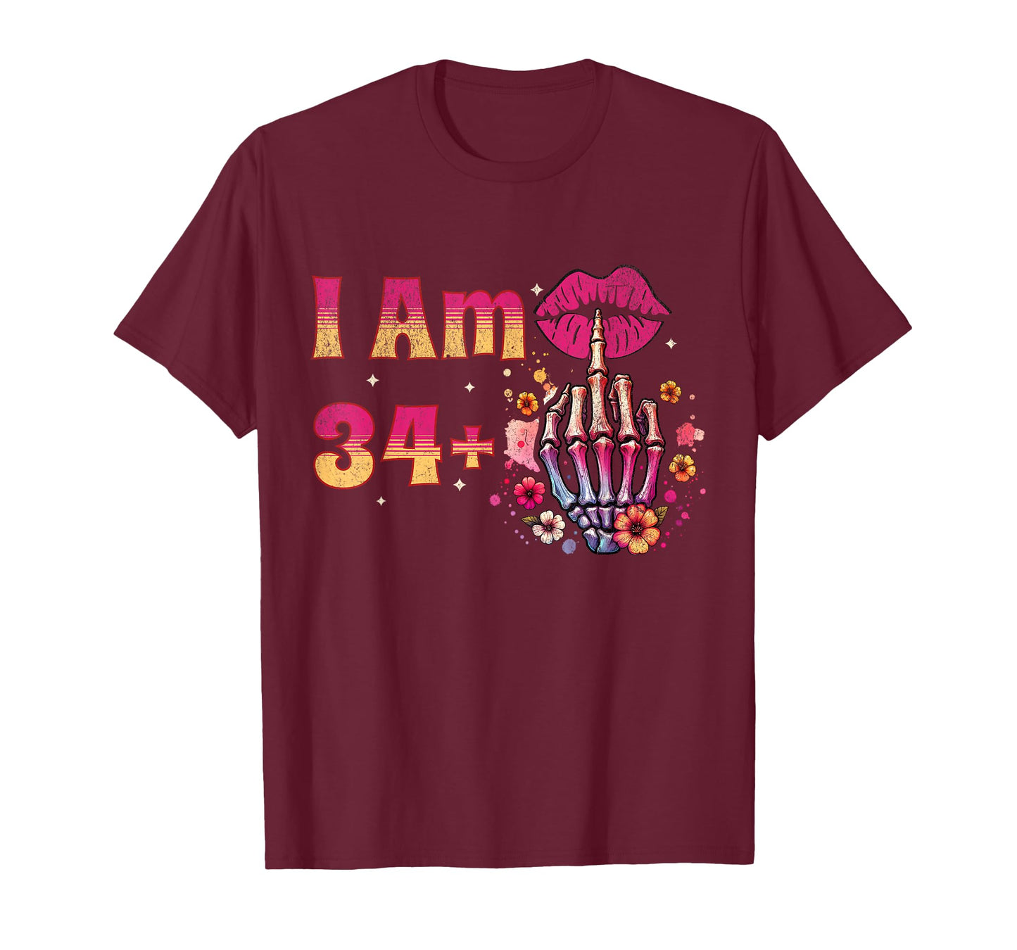 35th Birthday I Am 34 Plus 1 Middle Finger Vintage 34+1 T-Shirt