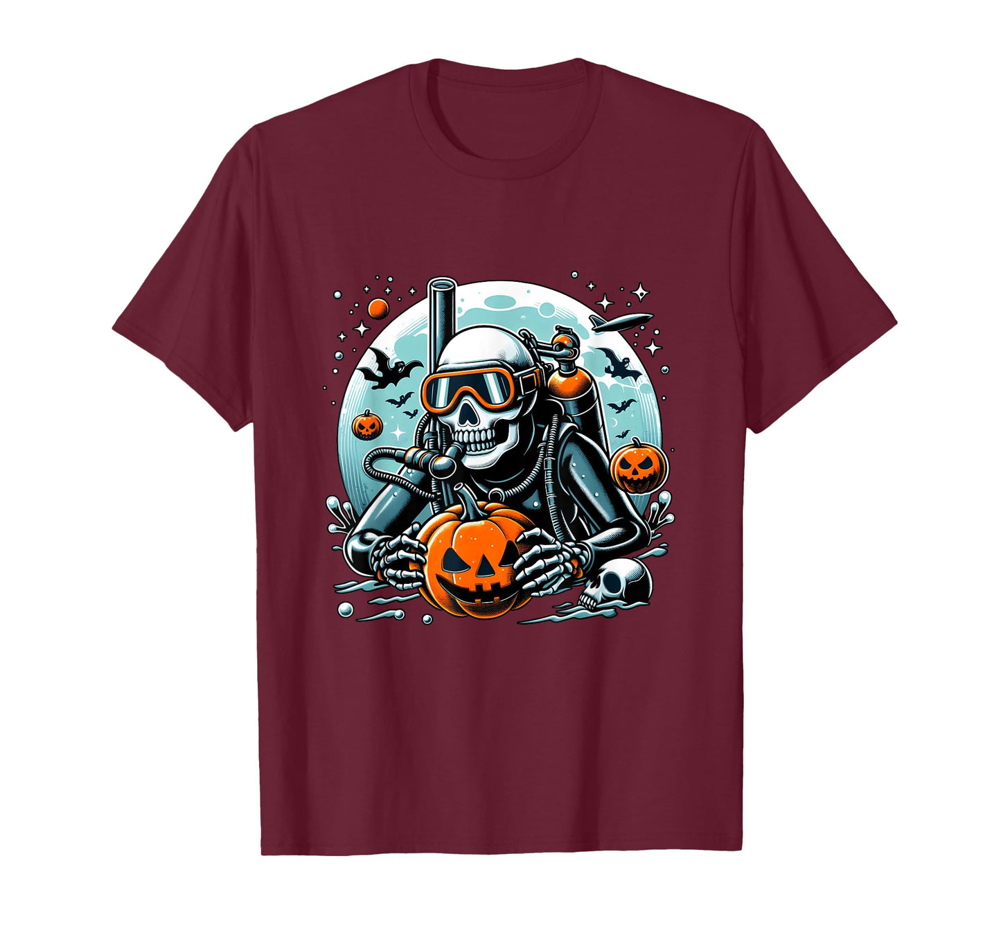 Dive Skeleton Scuba Diving Player Halloween Diver Ocean Life T-Shirt