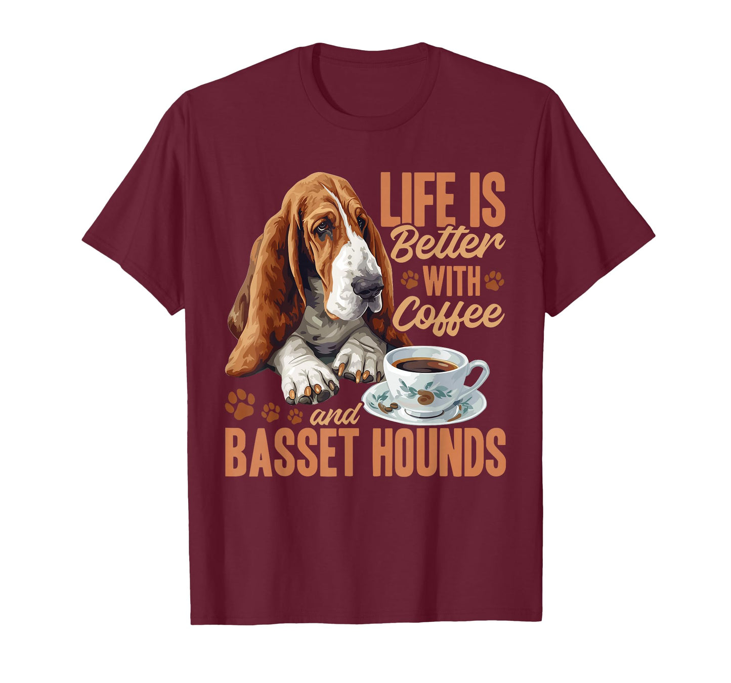 Basset Hound Dog Breed Life is Better with Coffee and a T-Shirt