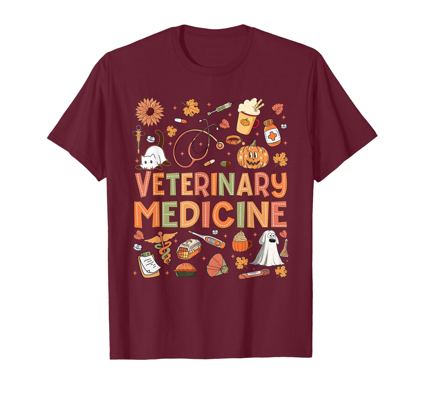 Veterinary Medicine Pumpkin Fall Veterinary Technician Week T-Shirt