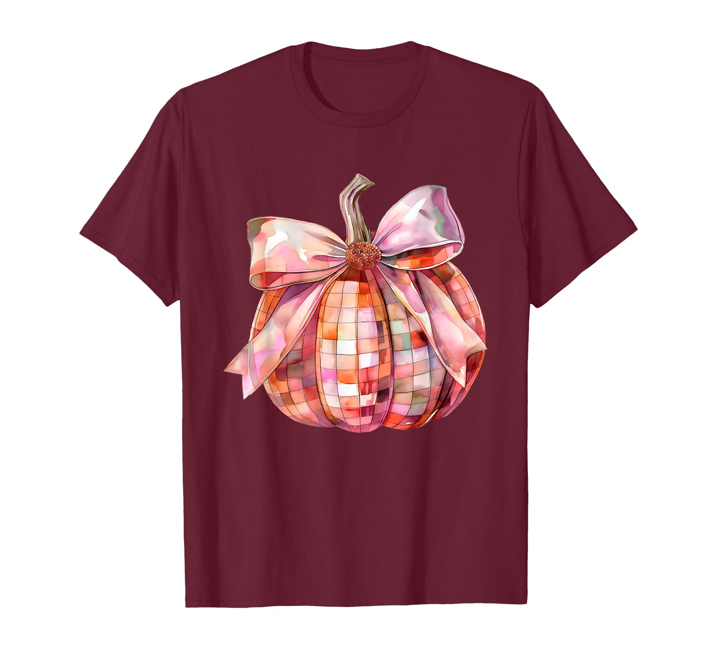 Fall Autumn Pink and Orange Disco Ball Pumpkin Halloween T-Shirt