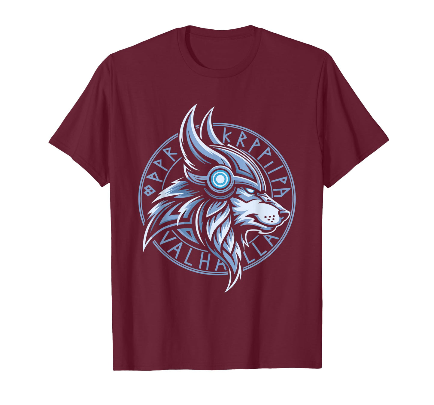 Valhalla Wolf Mask Odin Runes Norse Compass Viking T-Shirt