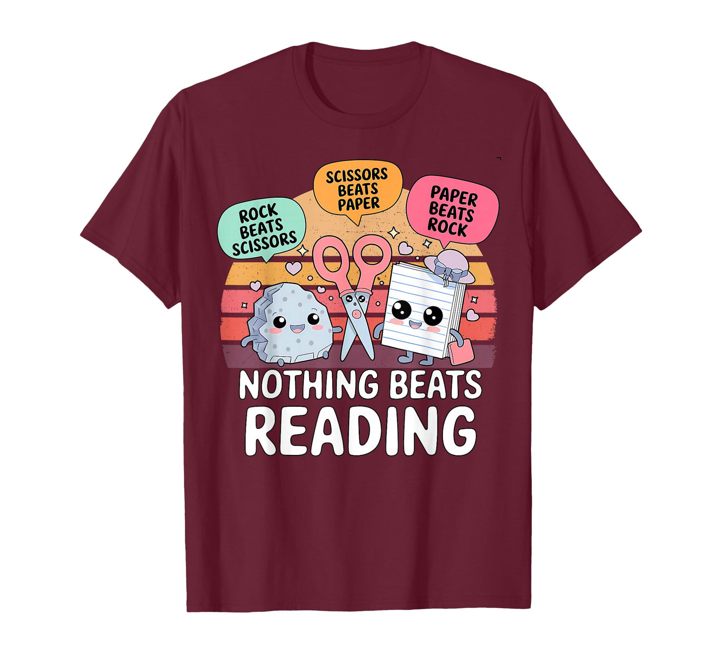 Nothing Beats Reading Rock Paper Scissors Books Lover T-Shirt