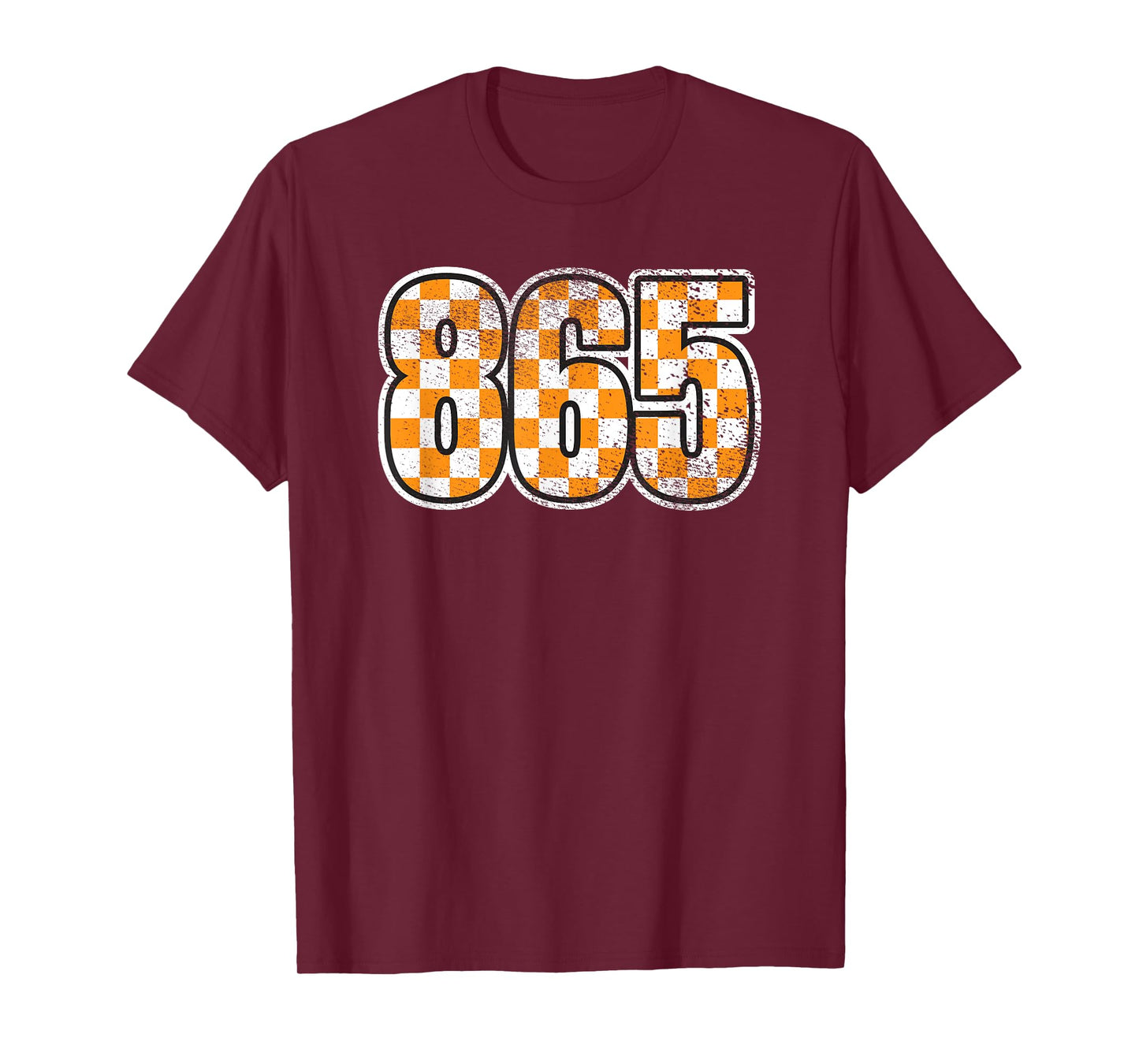 Volunteer State Orange and White Checkerboard Tennessee 865 T-Shirt