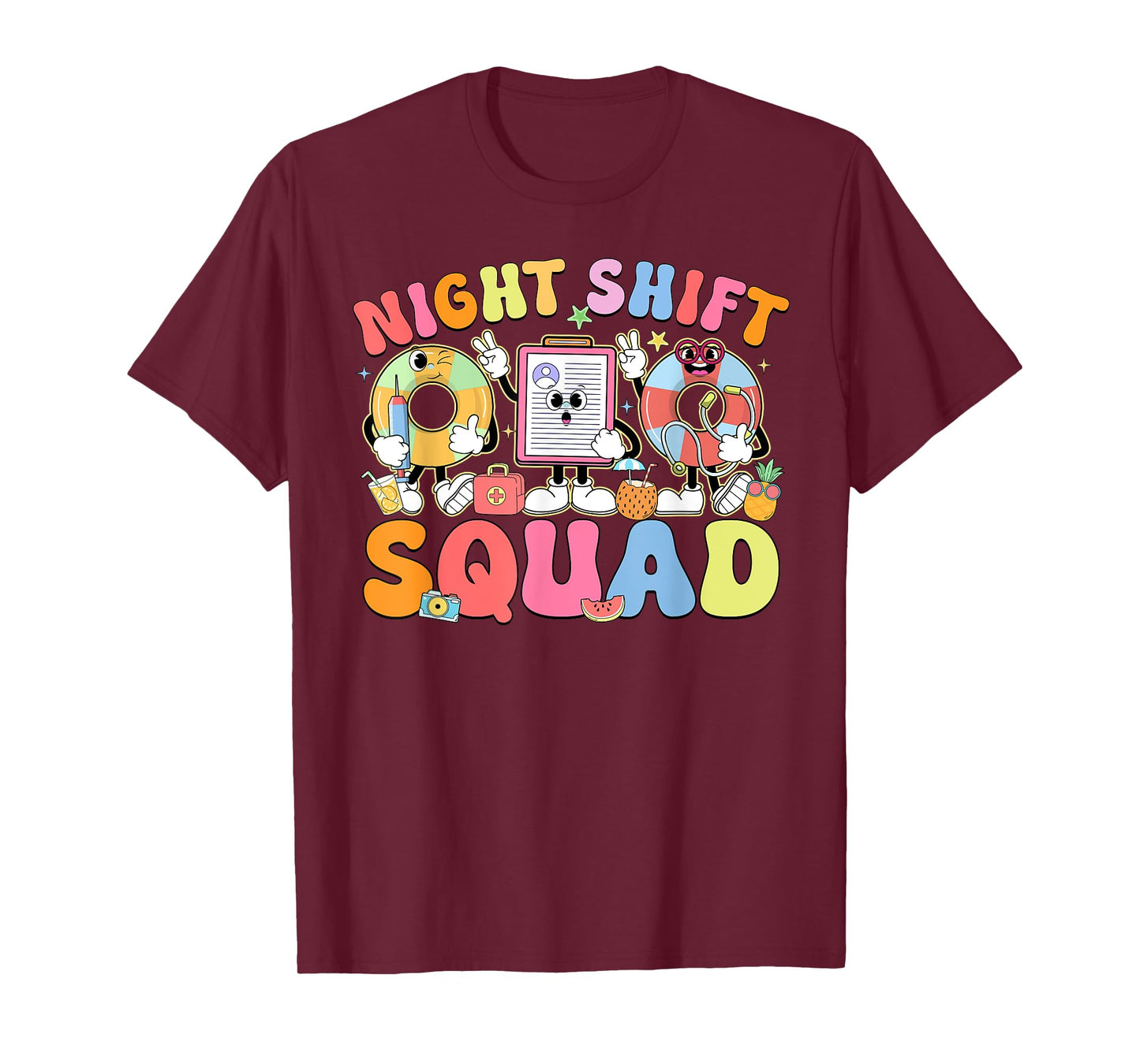 Funny Night Shift Squad Summer Vibes ER Nurse Team T-Shirt