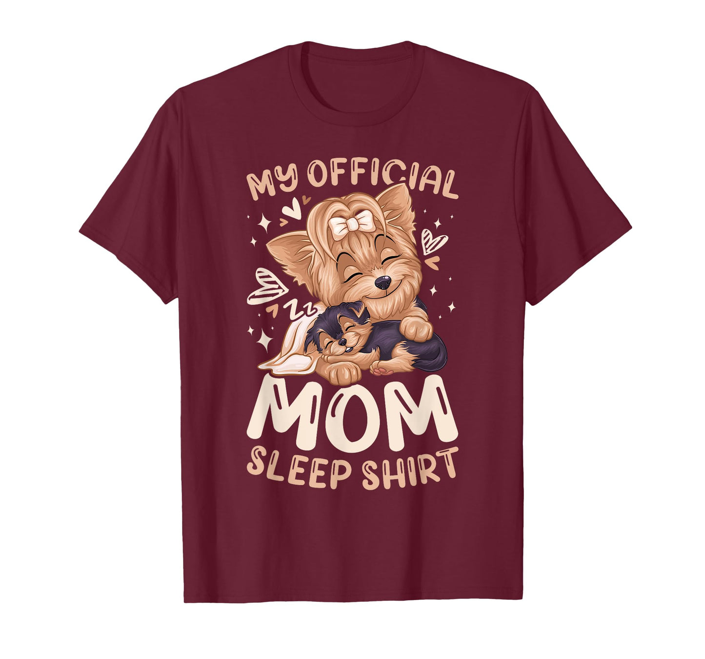 Official Mom Sleep Shirt, Yorkie Dog & Puppy, Mothers Day Men Women Kids T-Shirt