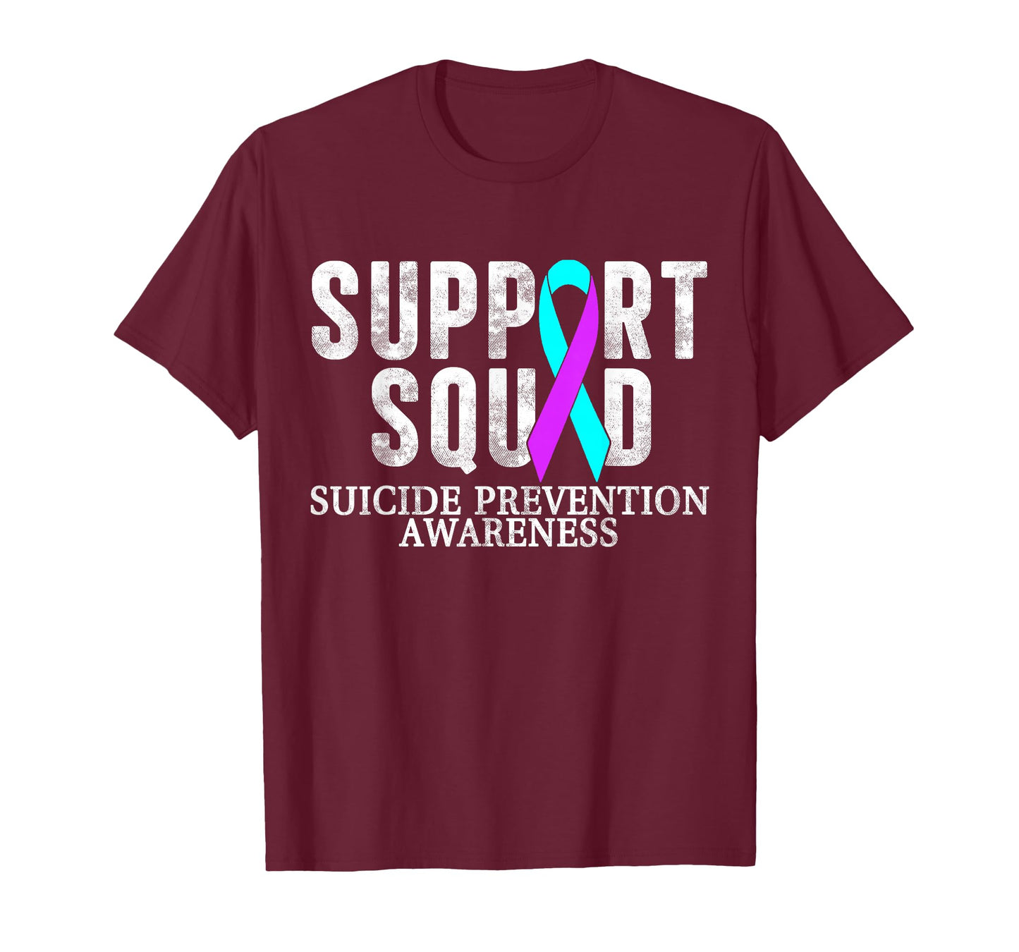 Retro Teal and Purple Ribbon Suicide Prevention Awareness T-Shirt