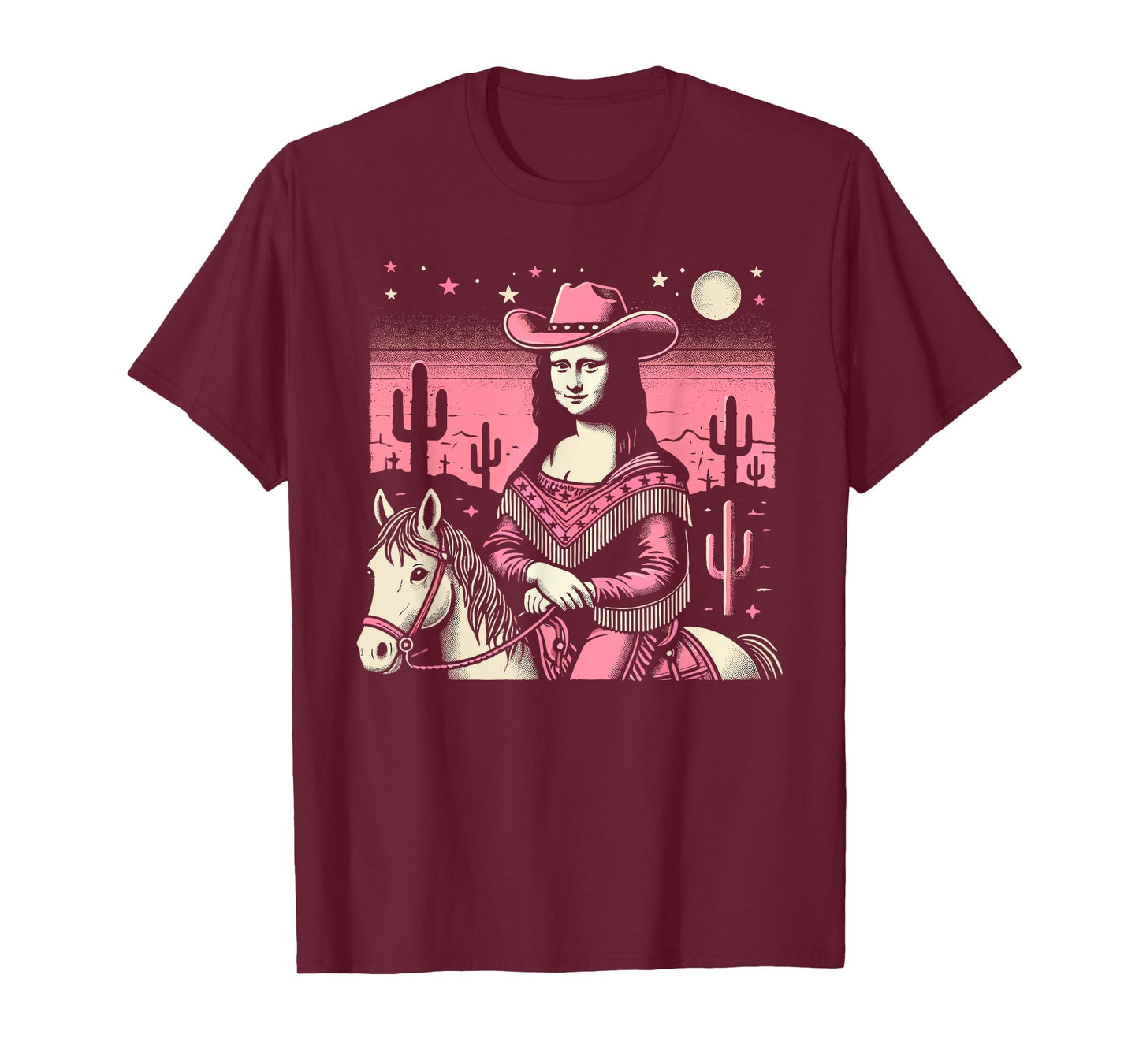Pink Cowboy Cowgirl Mona Lisa Country Western Pink Cowgirl T-Shirt