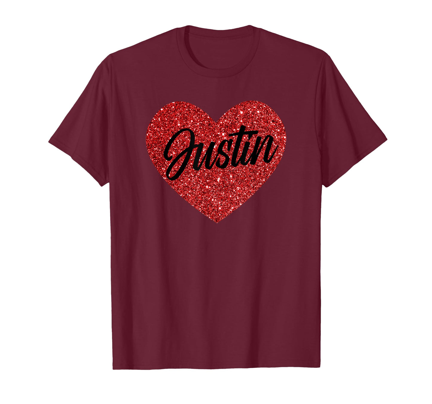 I Love Justin Cute Justin Red Heart for Valentine's Day T-Shirt