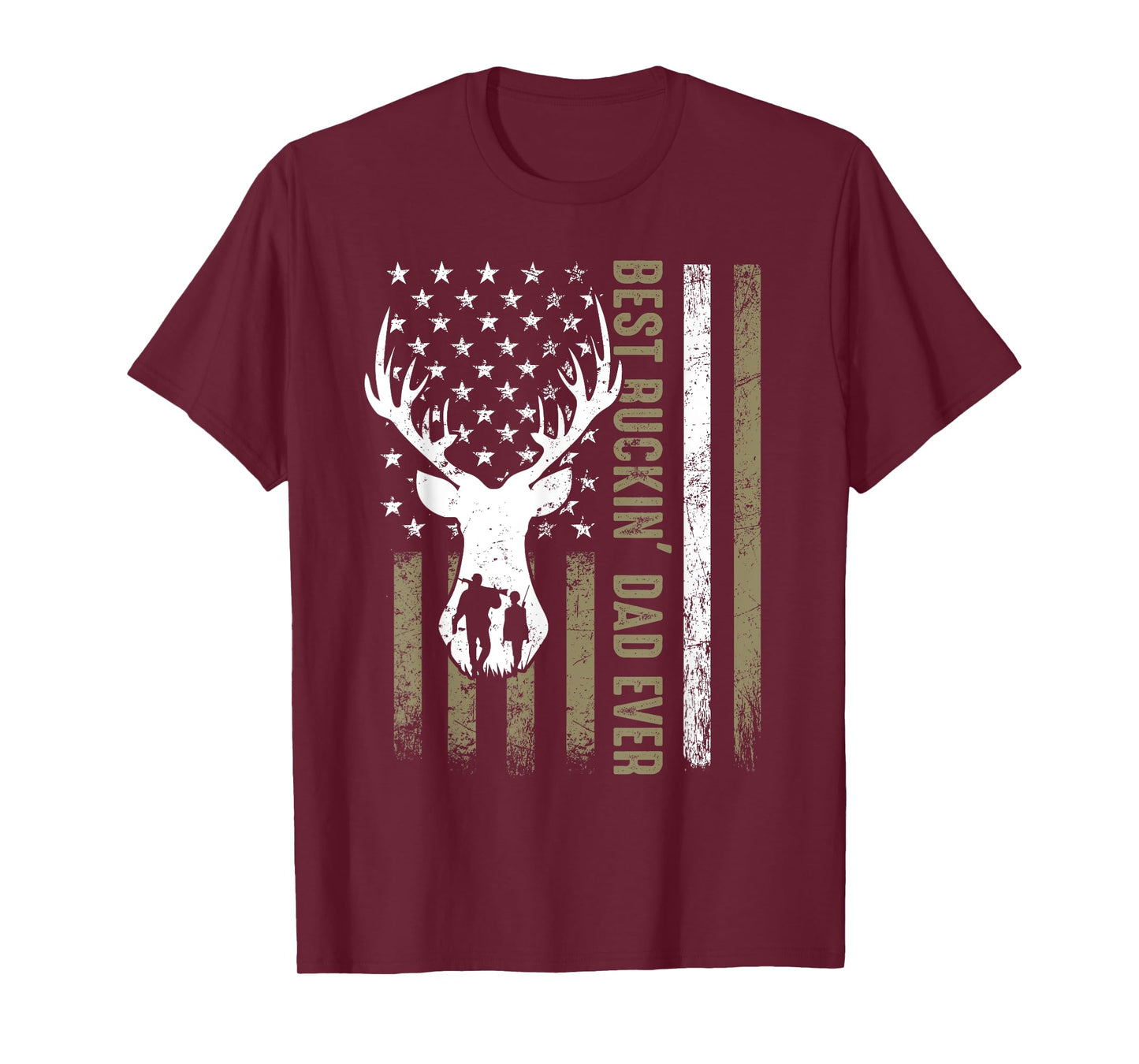Best Buckin' Dad Ever Deer Hunting Fathers Day American Flag T-Shirt for Women Men