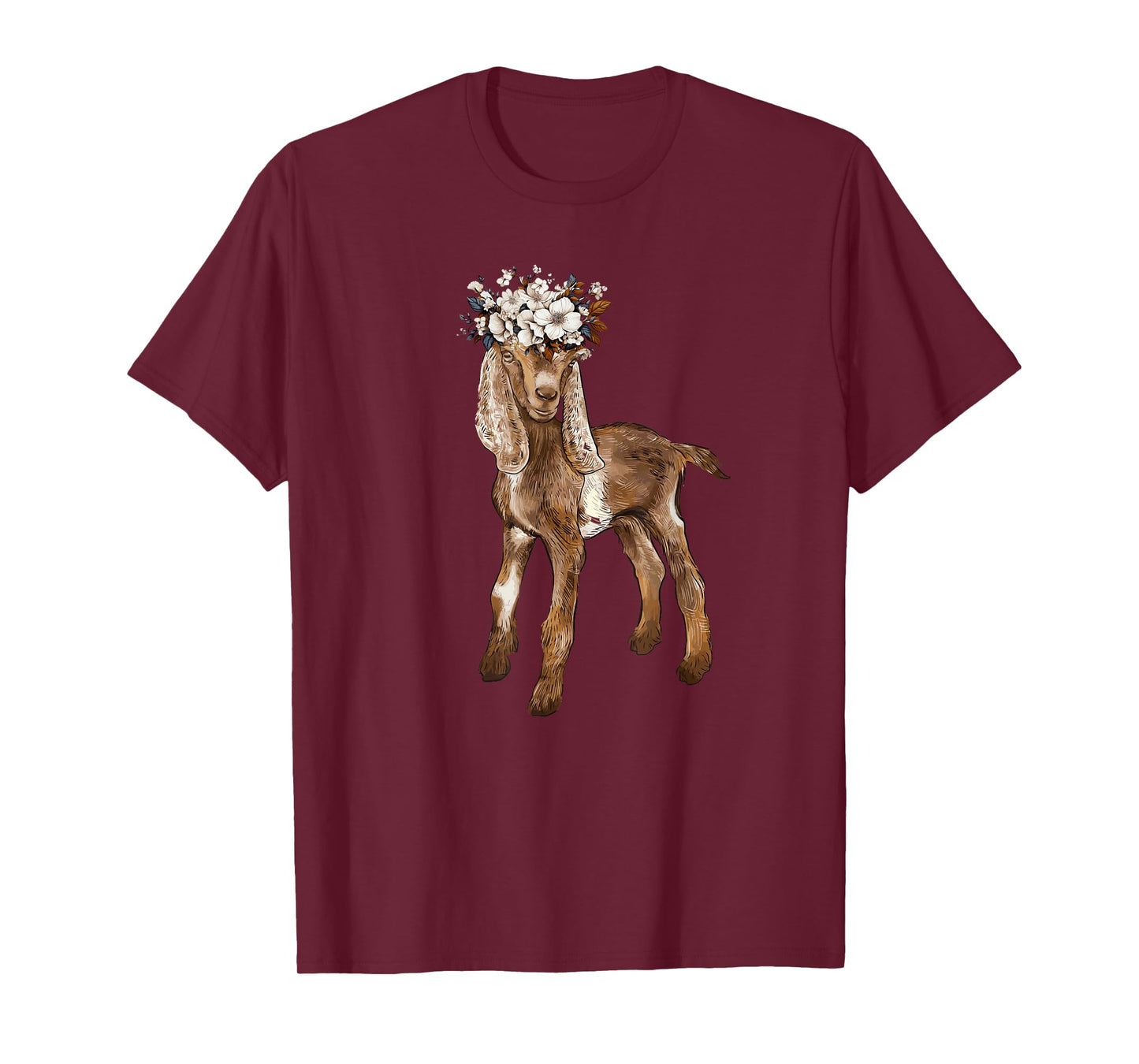 cute nubian Baby Goat with flower, nubian goat mom T-Shirt