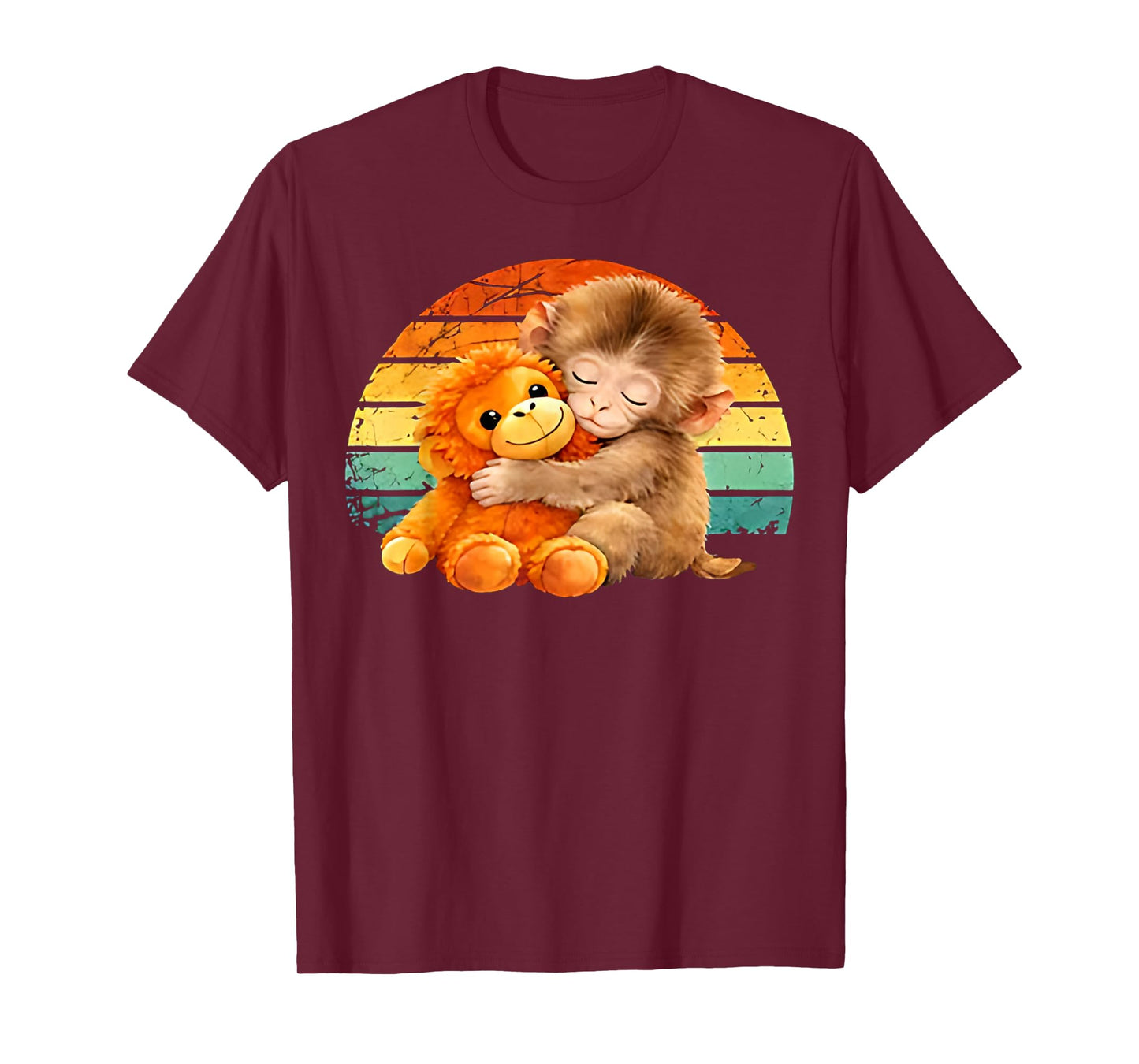 Retro Vintage Baby Monkey Punch T-Shirt - T-Shirt | Maroon