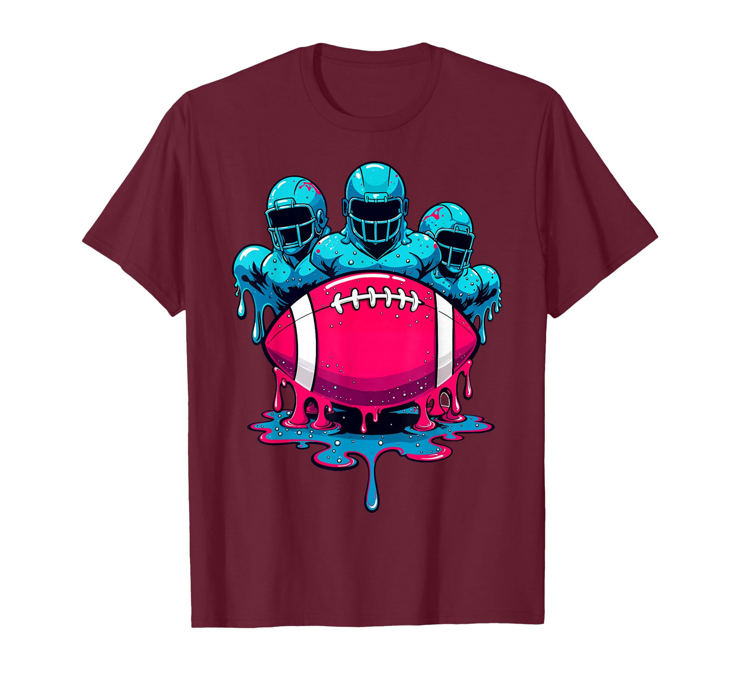 Ice Cream Football Linemen Drip Graphic Funny Game Day T-Shirt