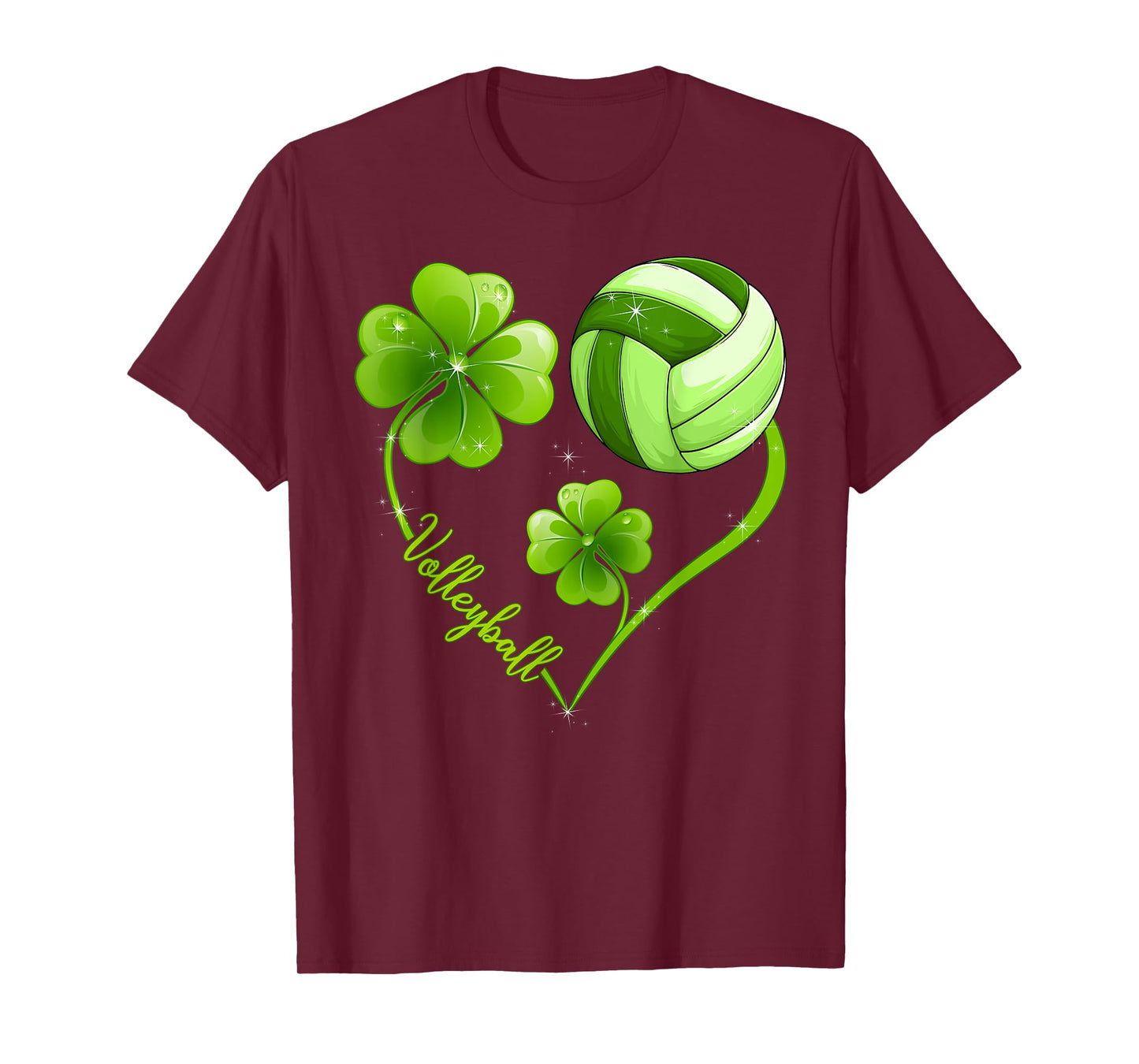 Funny Volleyball Lover Shamrock Leaf Heart St Patrick's Day T-Shirt