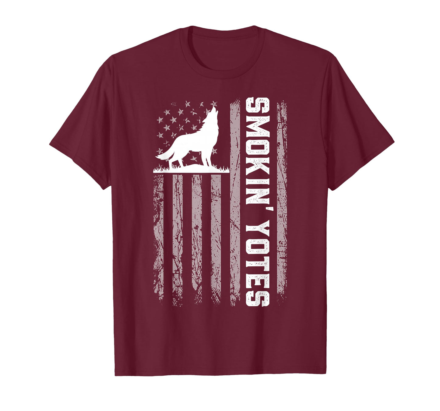 Smokin' Yotes USA Flag Coyote Hunting Patriotic Men Graphic T-Shirt