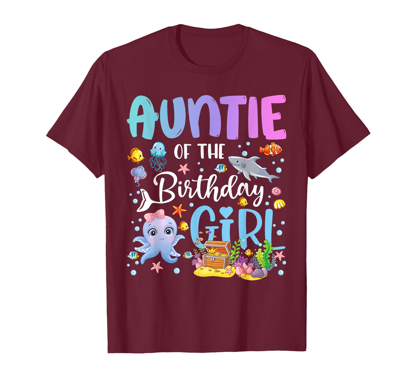 Auntie of The Birthday Girl Sea Fish Ocean Aquarium T-Shirt