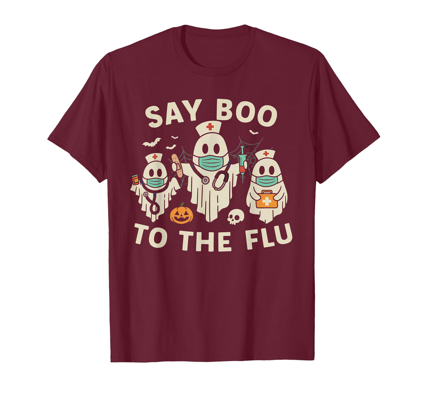 Nurse Halloween Ghost Crew Vaccine Say Boo to The flu T-Shirt