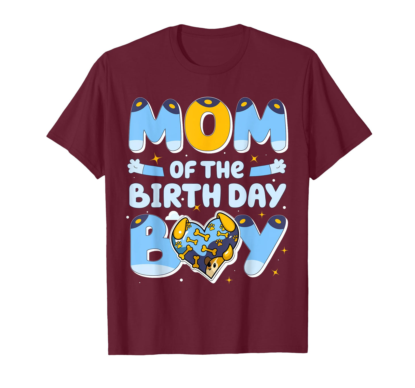 Mom Of The Birthday Boy Funny Blue Dog Family Matching T-Shirt