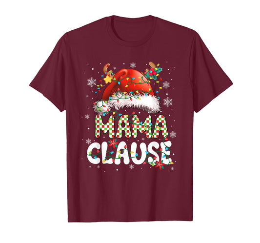 Mama Claus Christmas Santa Hat Reindeer Family Matching T-Shirt