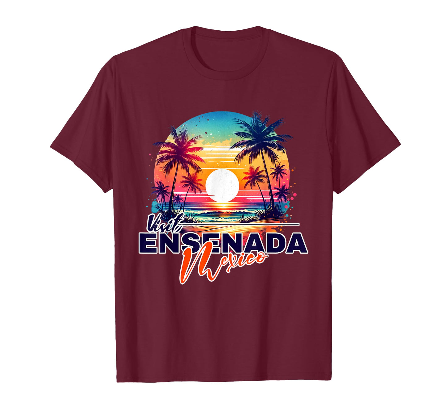 Ensenada Mexico Sunset Beach Palm Tree Souvenir T-Shirt