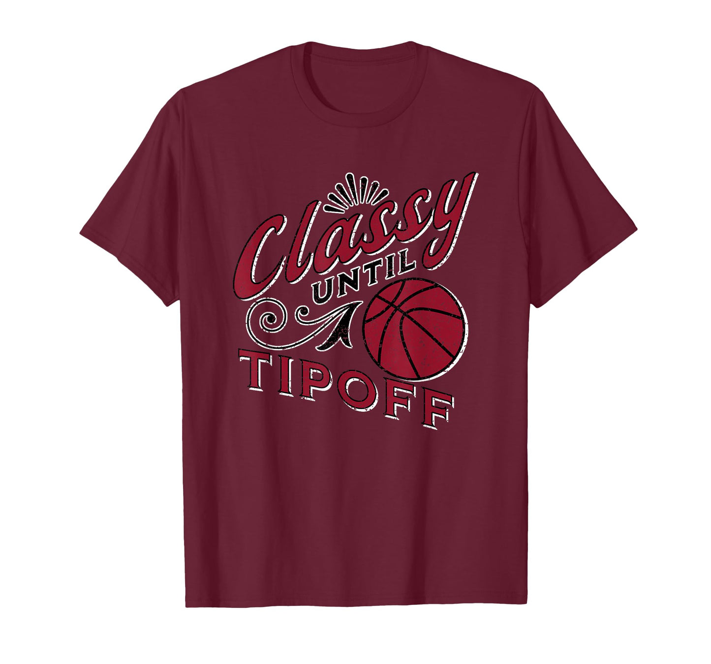 Classy Women Basketball Maroon Gift For Basketball Mom Text T-Shirt