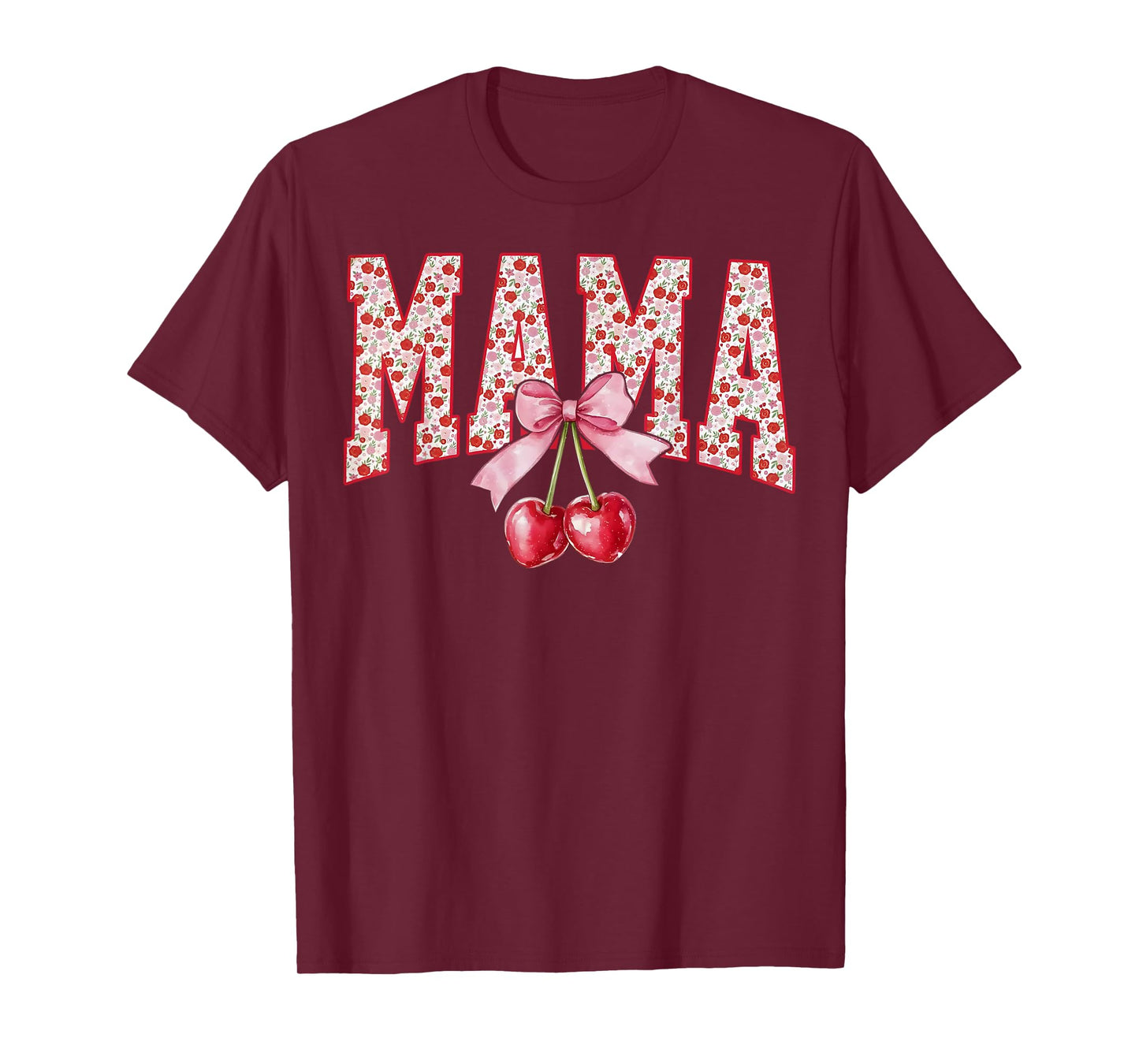 Mama Cherry Floral Happy Mother's Day Mom Life Coquette Bow T-Shirt