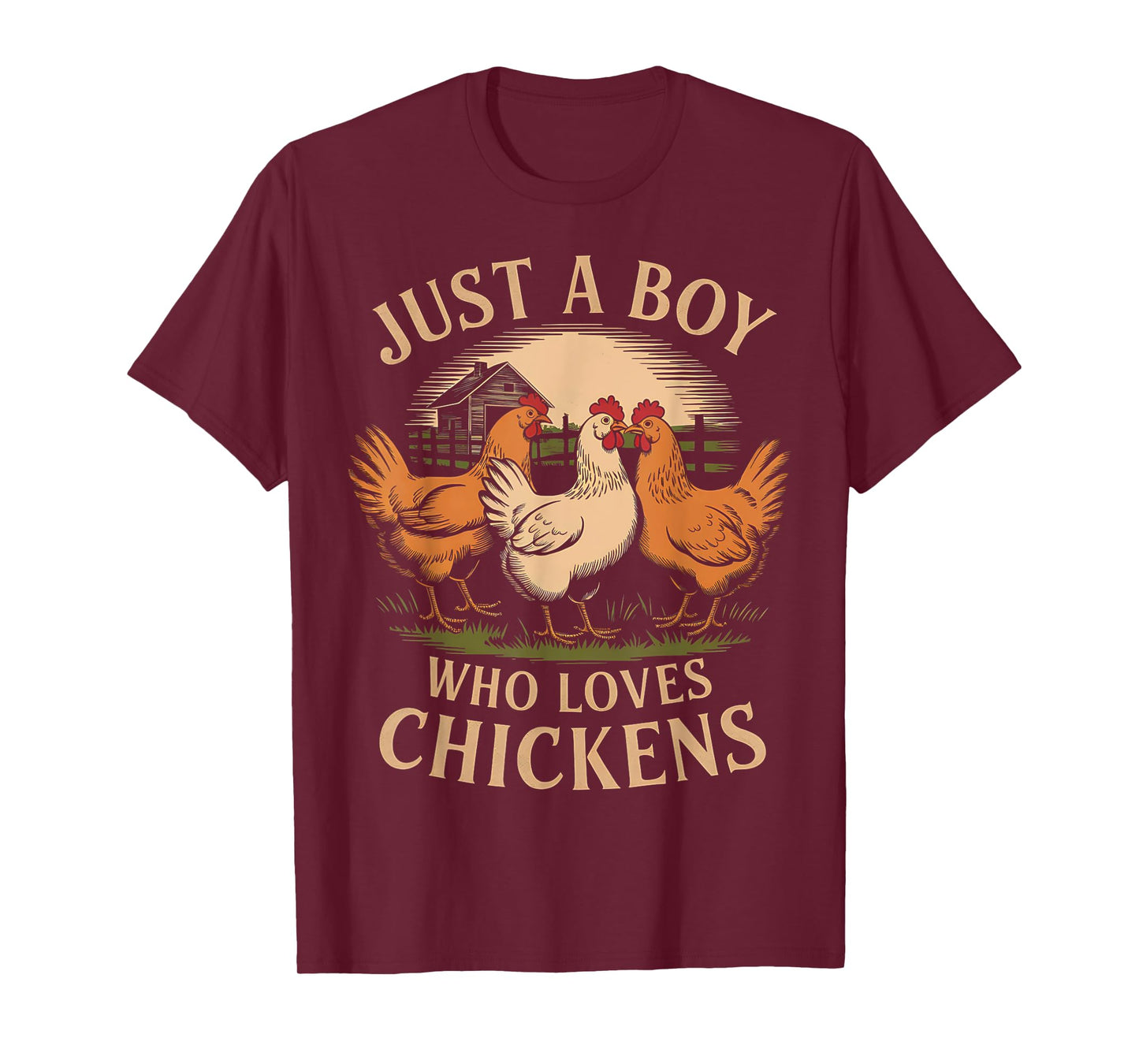 Just a Boy Who Loves Chickens Farm Life Vintage Boys Chicken T-Shirt