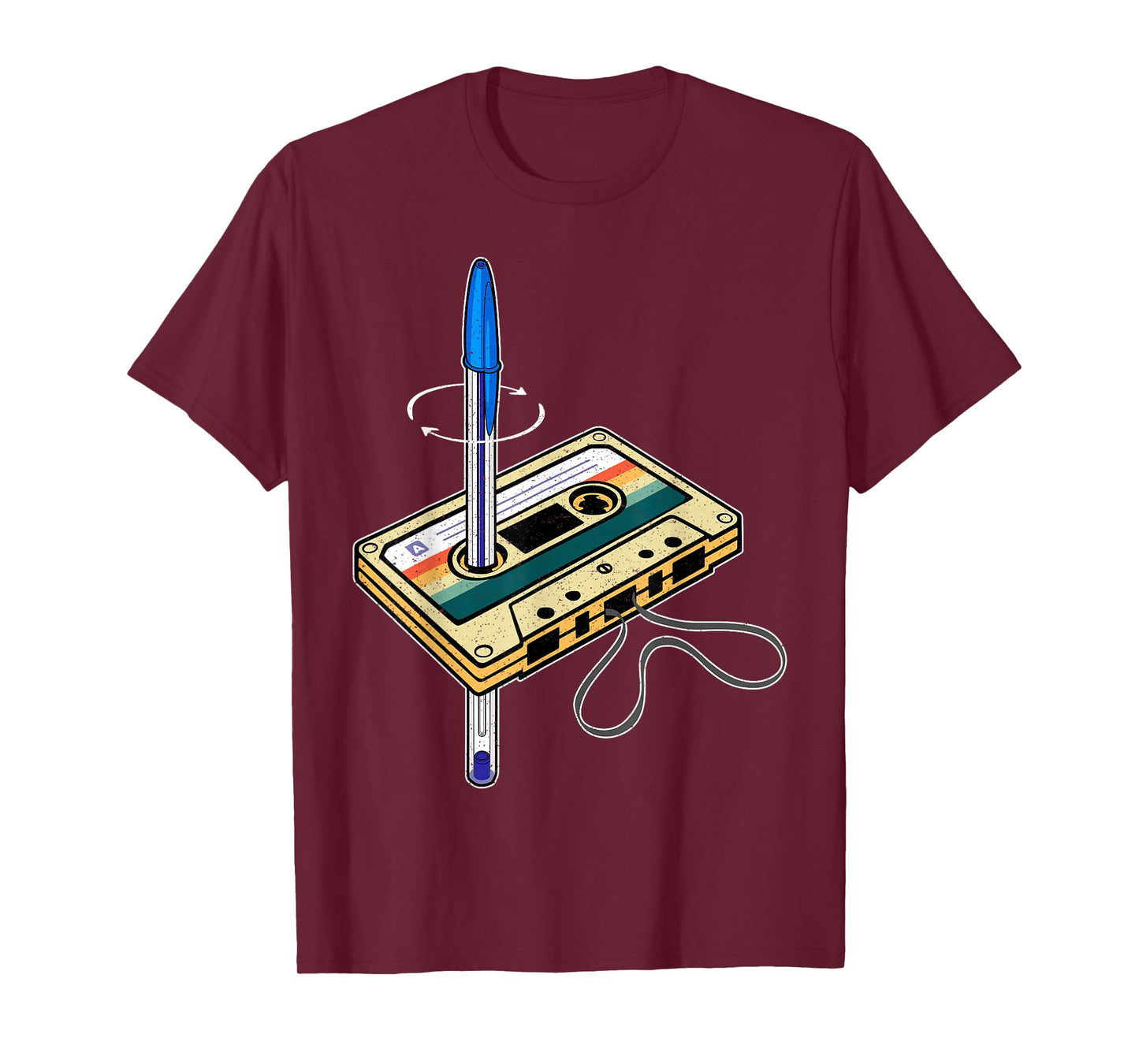 Cassette Pen Hack Retro 80s Old School Tape Fix Rewind Funny T-Shirt