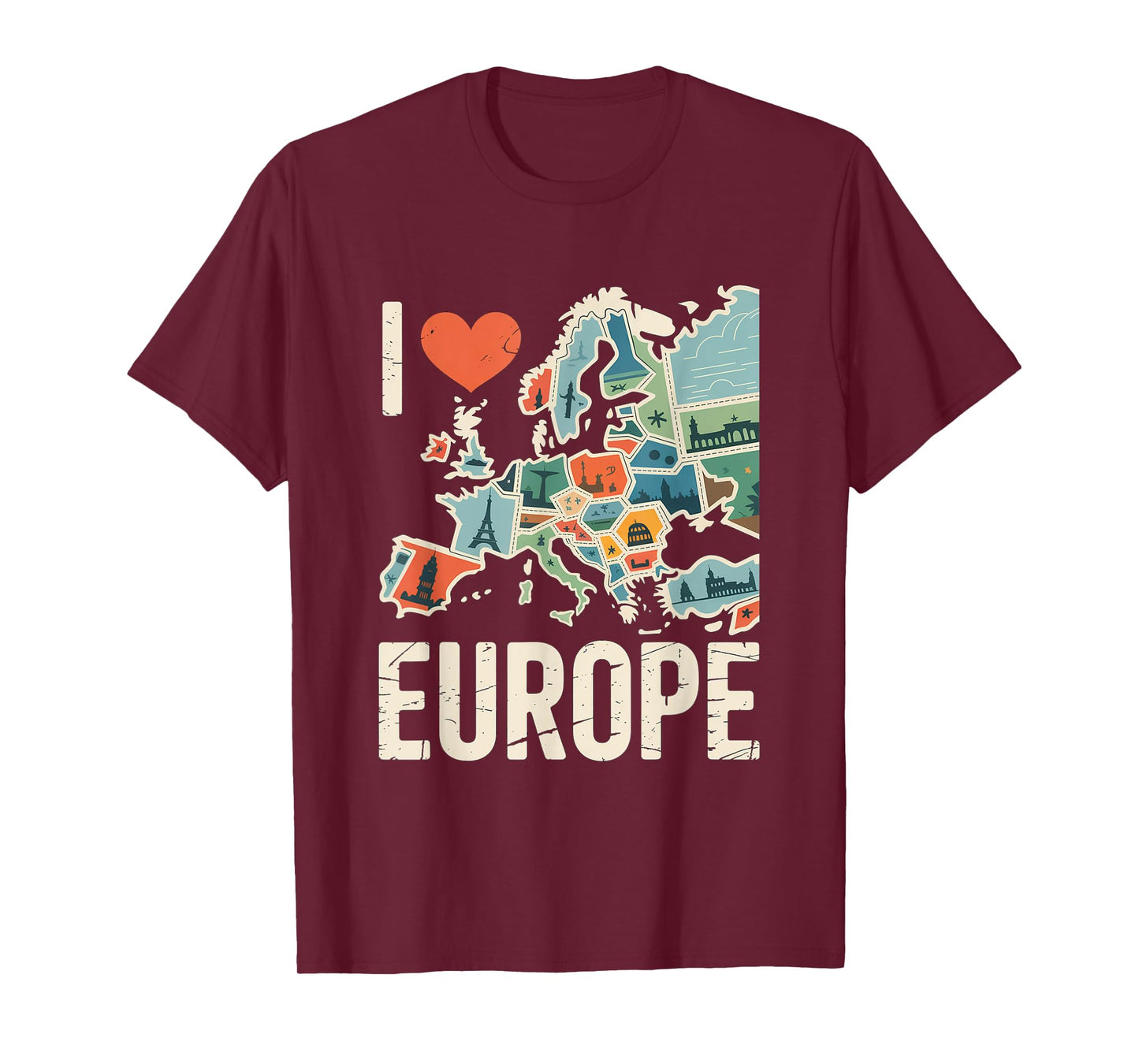 I Love Europe Map Icons Adventure T-Shirt