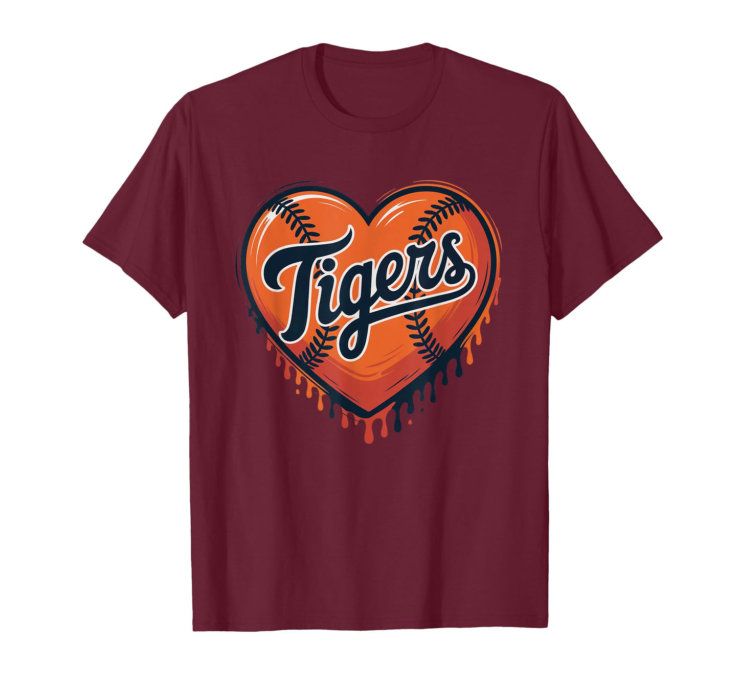 Tigers Baseball Heart Lovers Fan T-Shirt