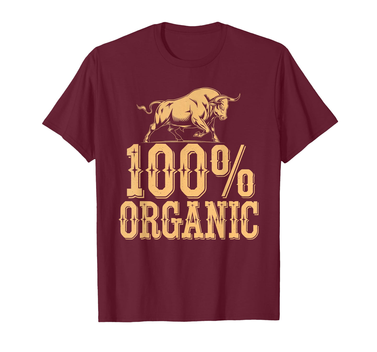 100 Percent Organic Bull Ranch Western Cowboy Graphic T-Shirt