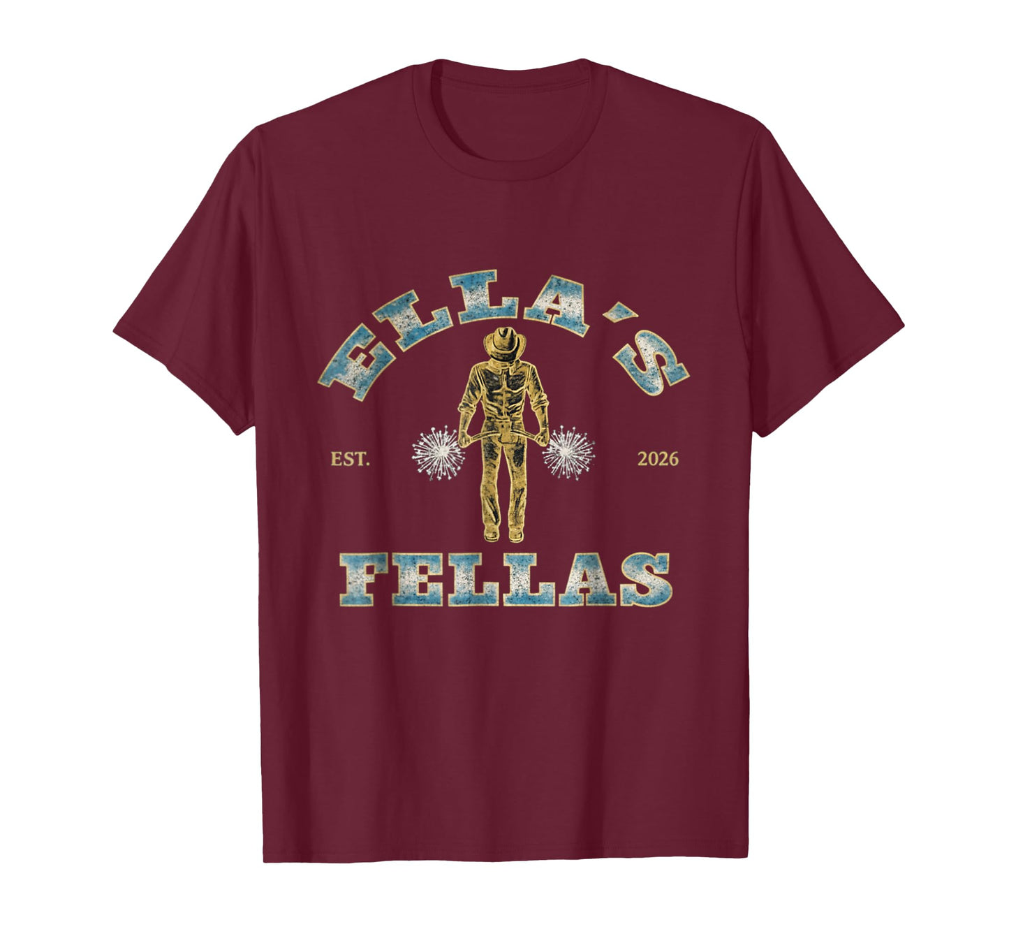 Ellas Fellas Vintage Retro Tee - Matching Squad 70s Style T-Shirt - T-Shirt | Maroon