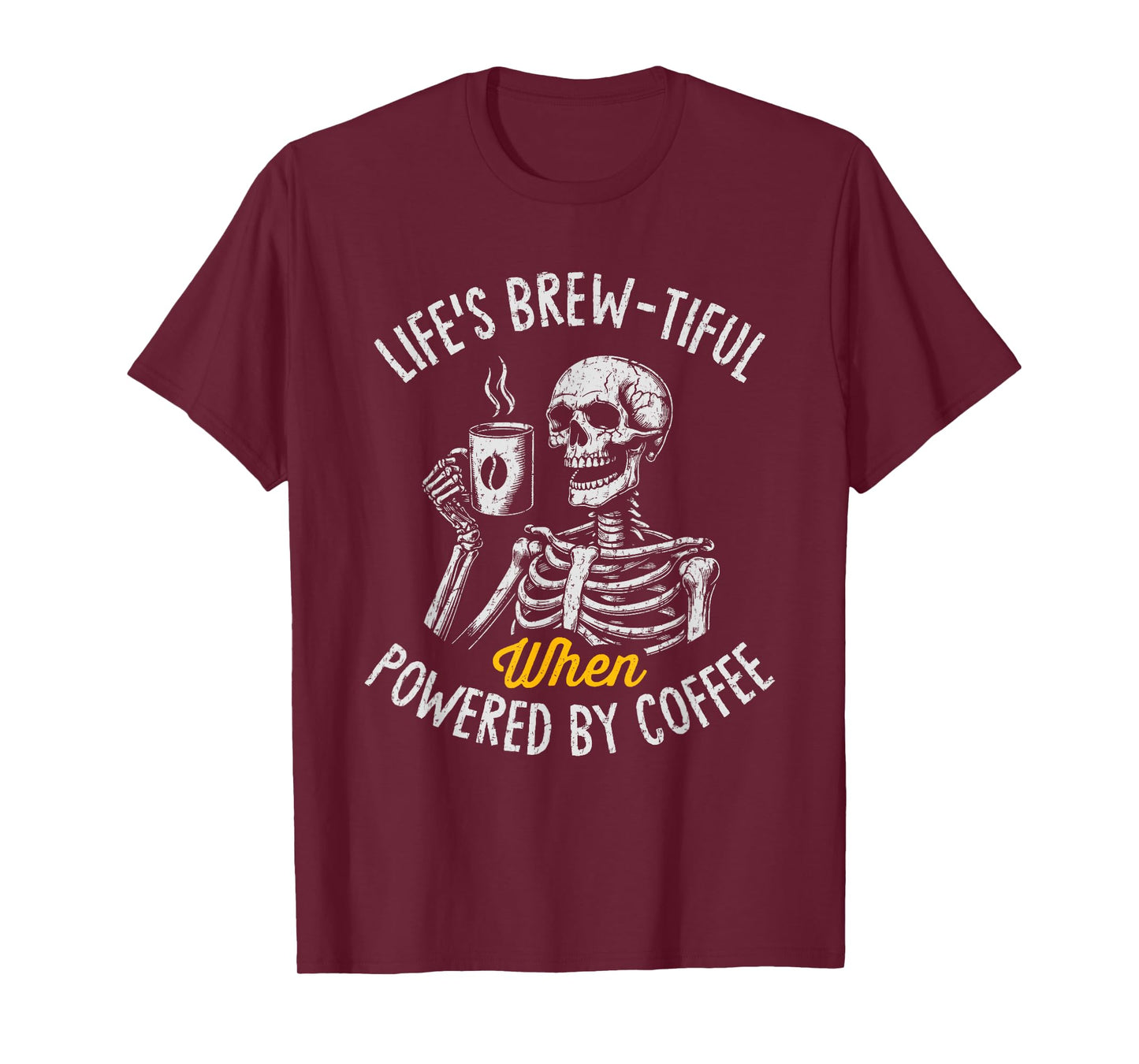 Powered by Coffee Funny Skeleton Caffeine Lover Barista T-Shirt