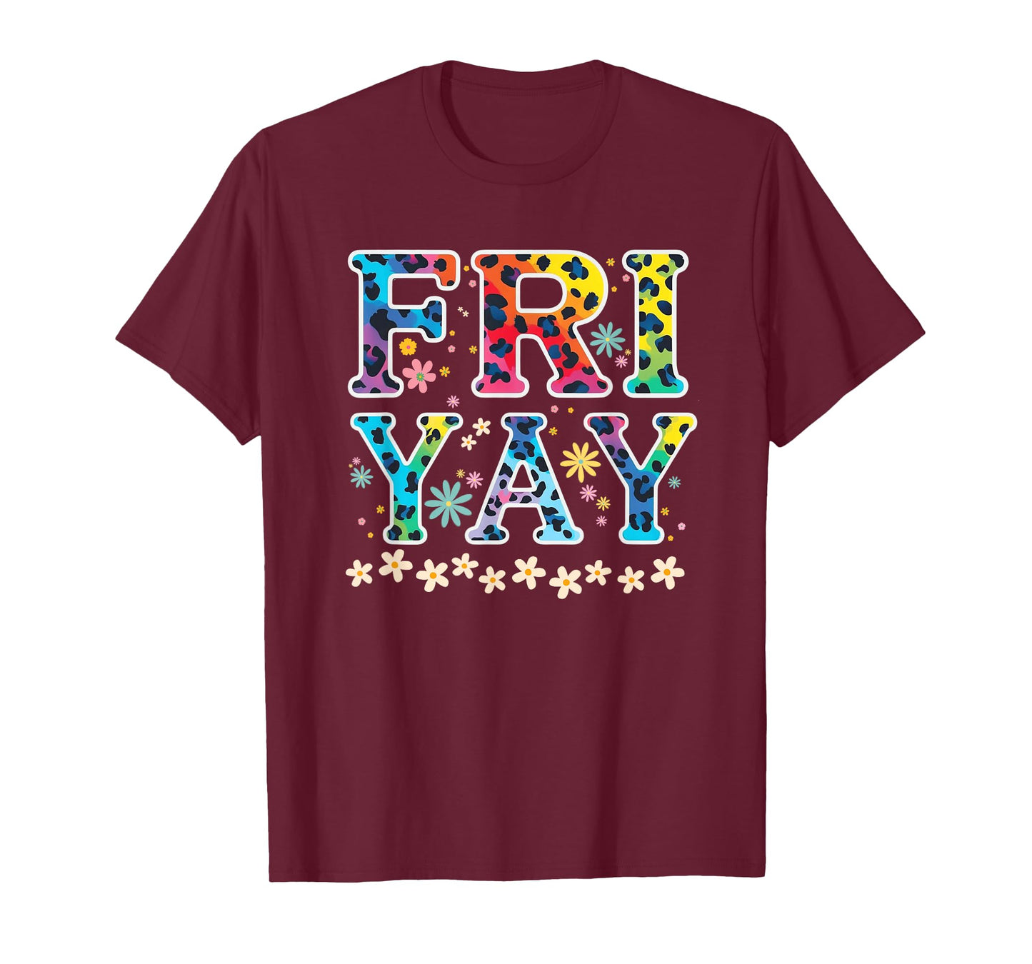 Retro Fri-Yay Friday Funny Fri Yay Teacher School Leopard T-Shirt