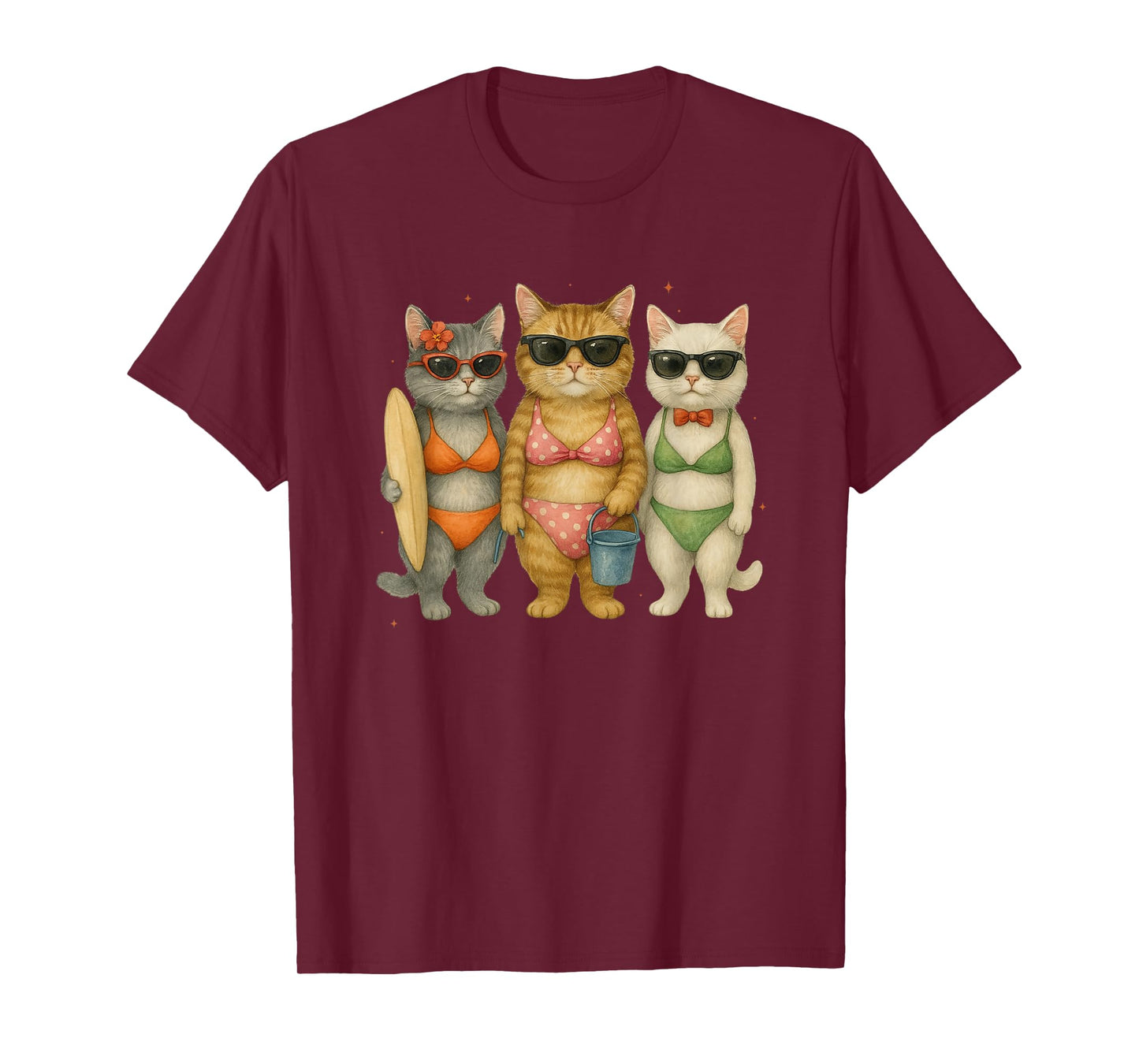 Cats In Sunglasses Beach Adventure T-Shirt