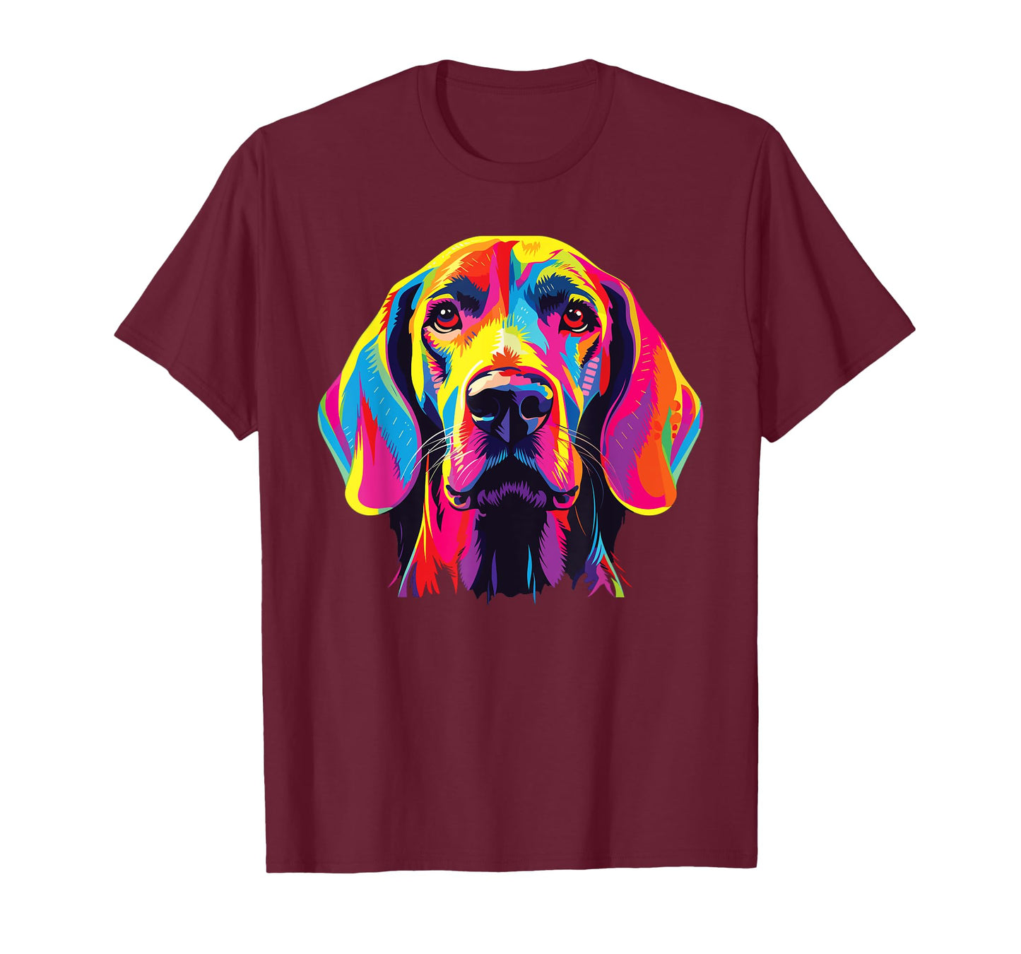 Watercolor Colorful Redbone Coonhound Dog T-Shirt, Small