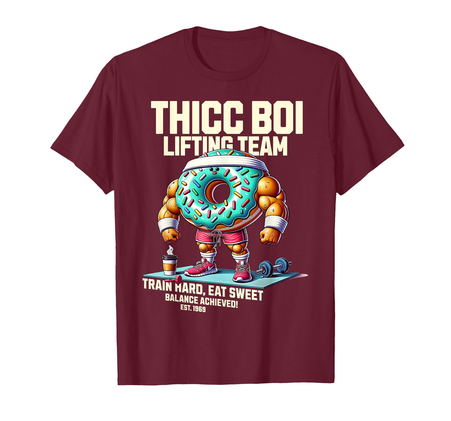 Thicc Boi Lifting Team Funny Donut Workout Gym Fitness Club T-Shirt