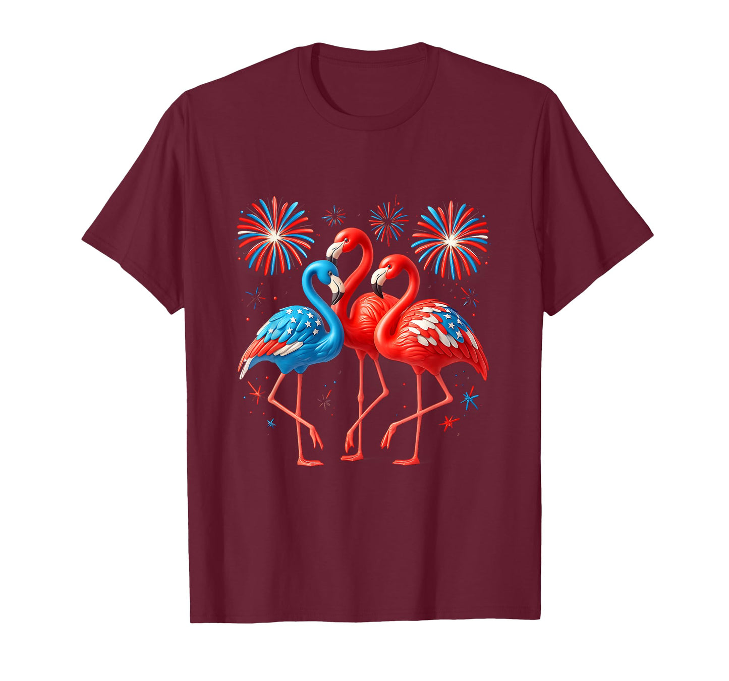 Independence Day American Flag Flamingo Firework 4Th Of July T-Shirt