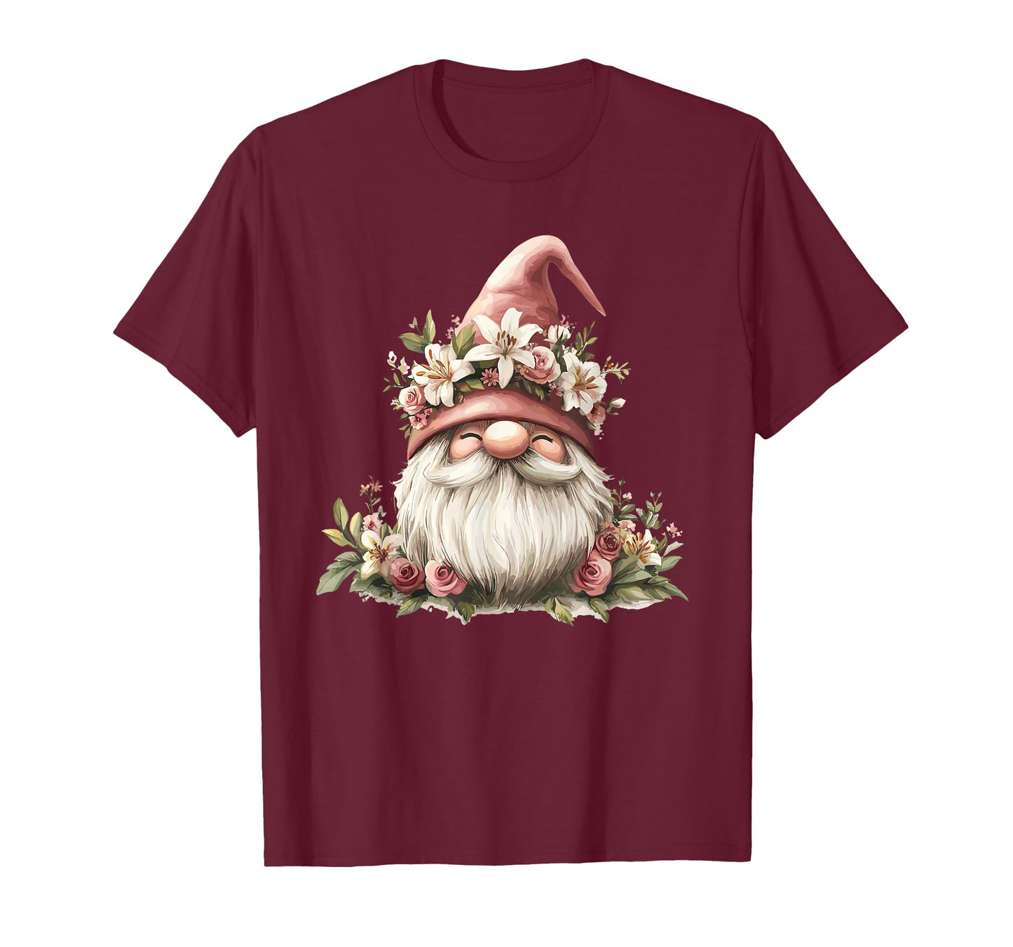 Adorable Floral Gnome With Pink Hat T-Shirt