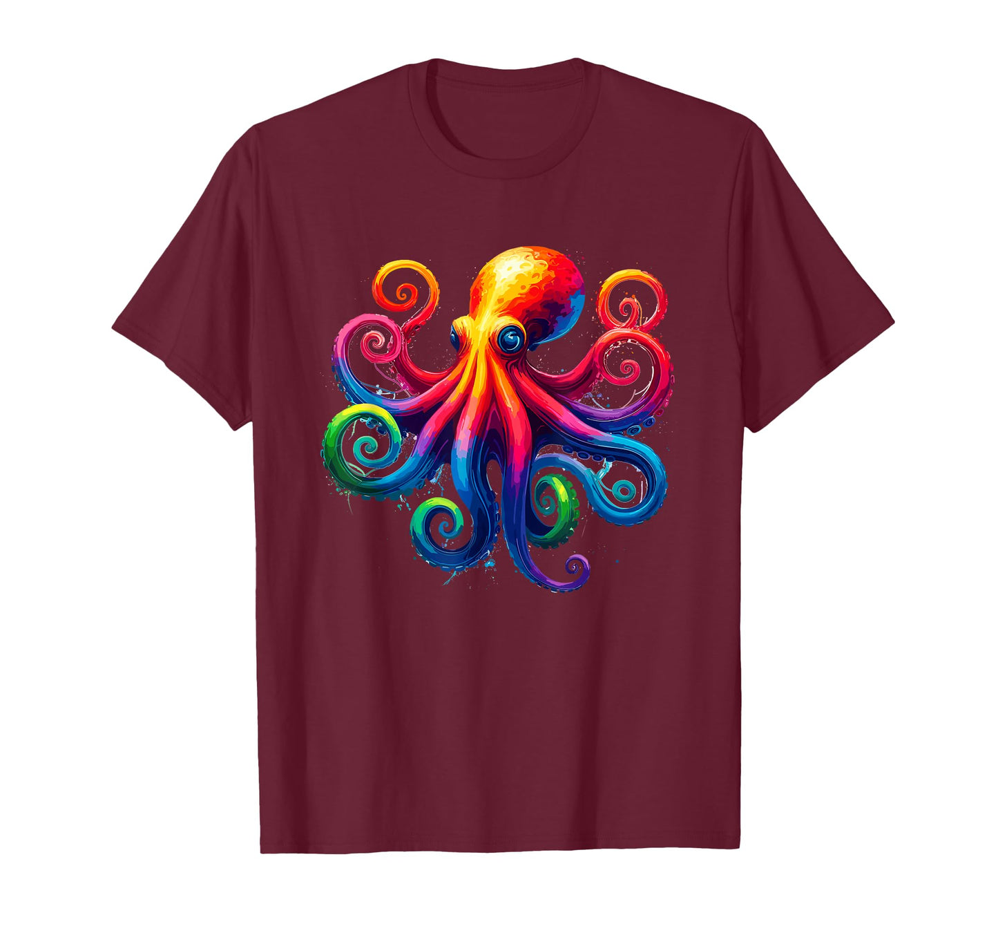 Vibrant Rainbow Octopus Psychedelic Art Sea Creature T-Shirt
