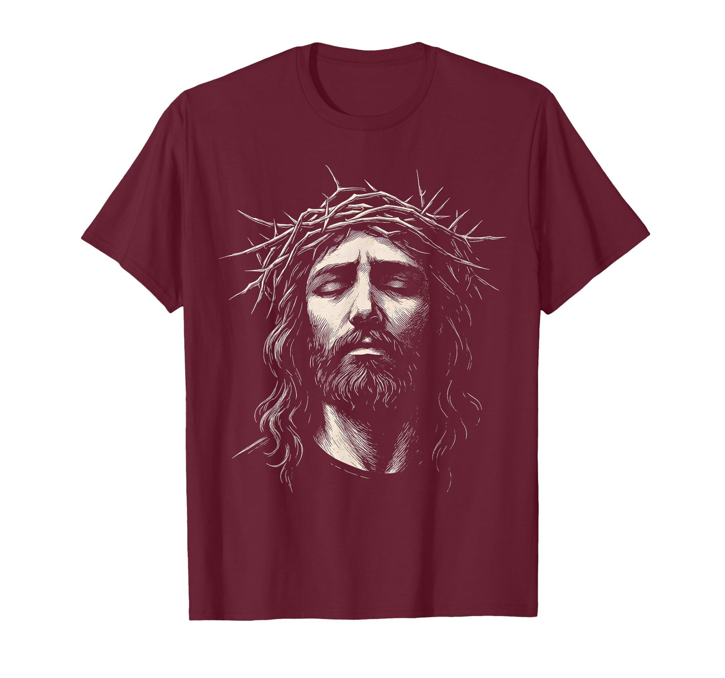HUGvyn Jesus Christian Face Crown of Thorns Religious Faith T-Shirt