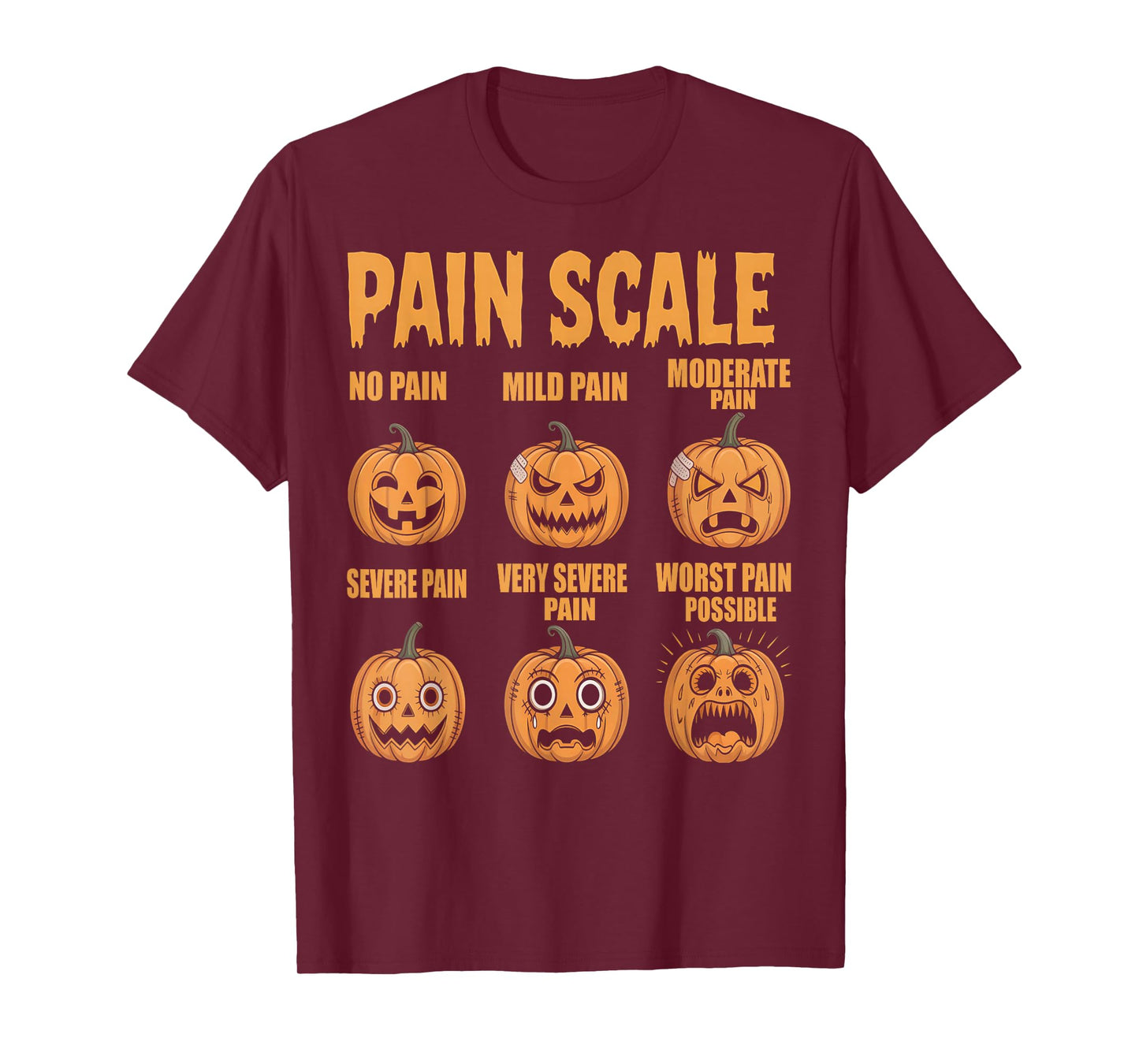 Halloween Nurse Shirt Pumpkin Pain Scale CNA Medical ICU RN T-Shirt
