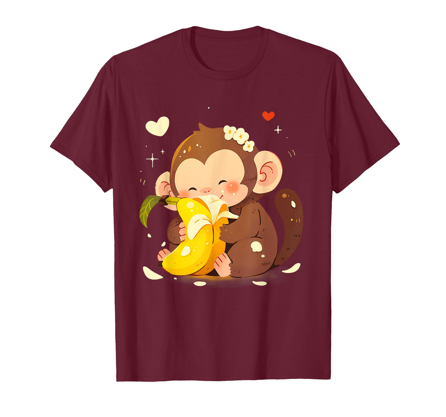 Banana Monkey Cute Monkey Drawing Bananas Fruit Wildlife T-Shirt