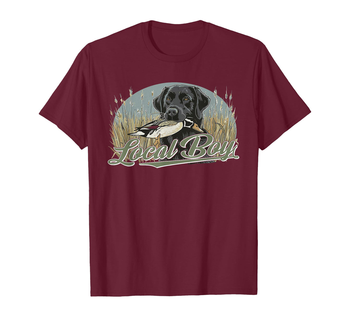 Local Duck Hunting Boy Black Lab Dog Outdoor Vintage T-Shirt