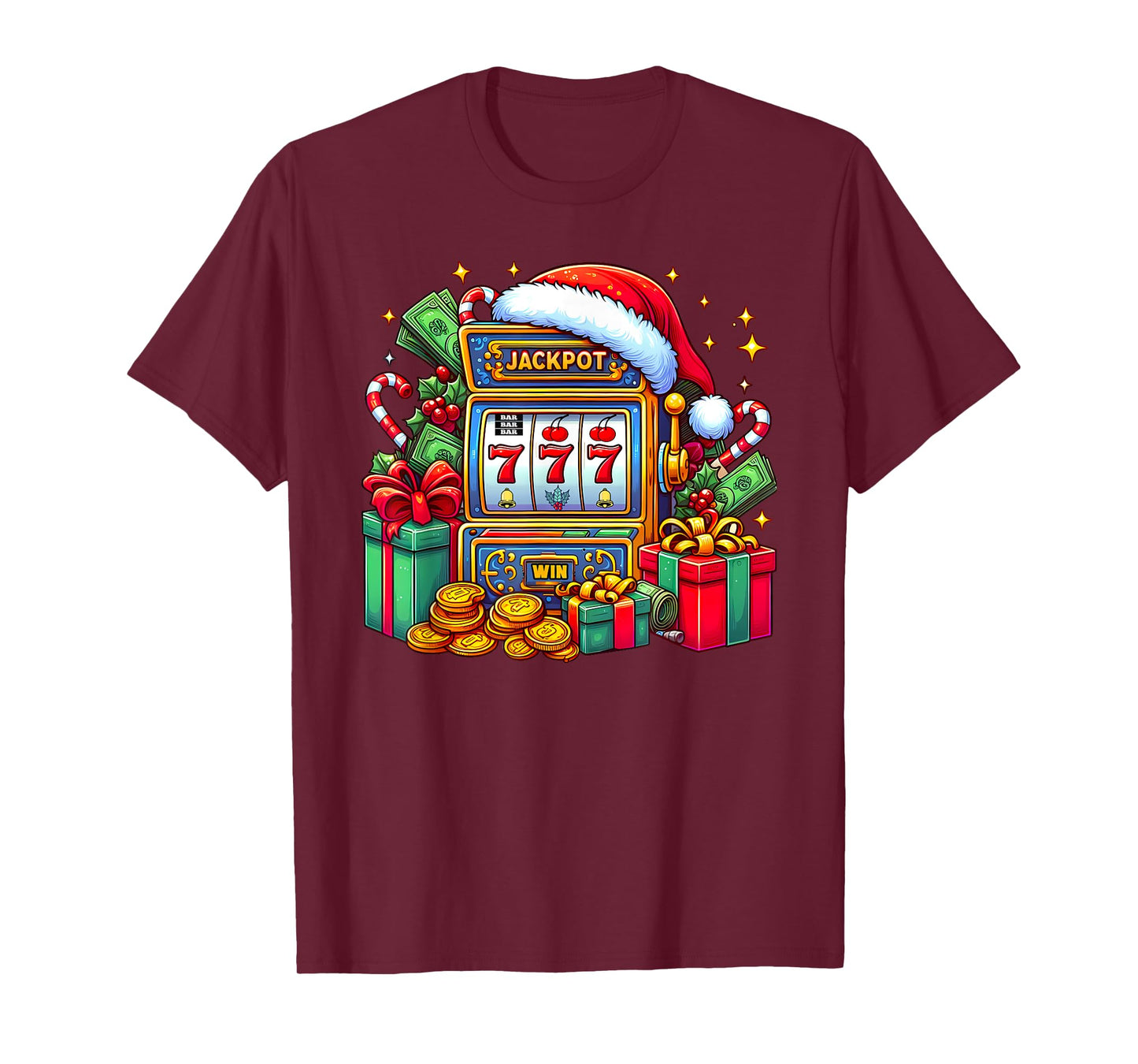 Christmas Slot Machine Casino Lucky Winner Xmas Big Jackpot T-Shirt