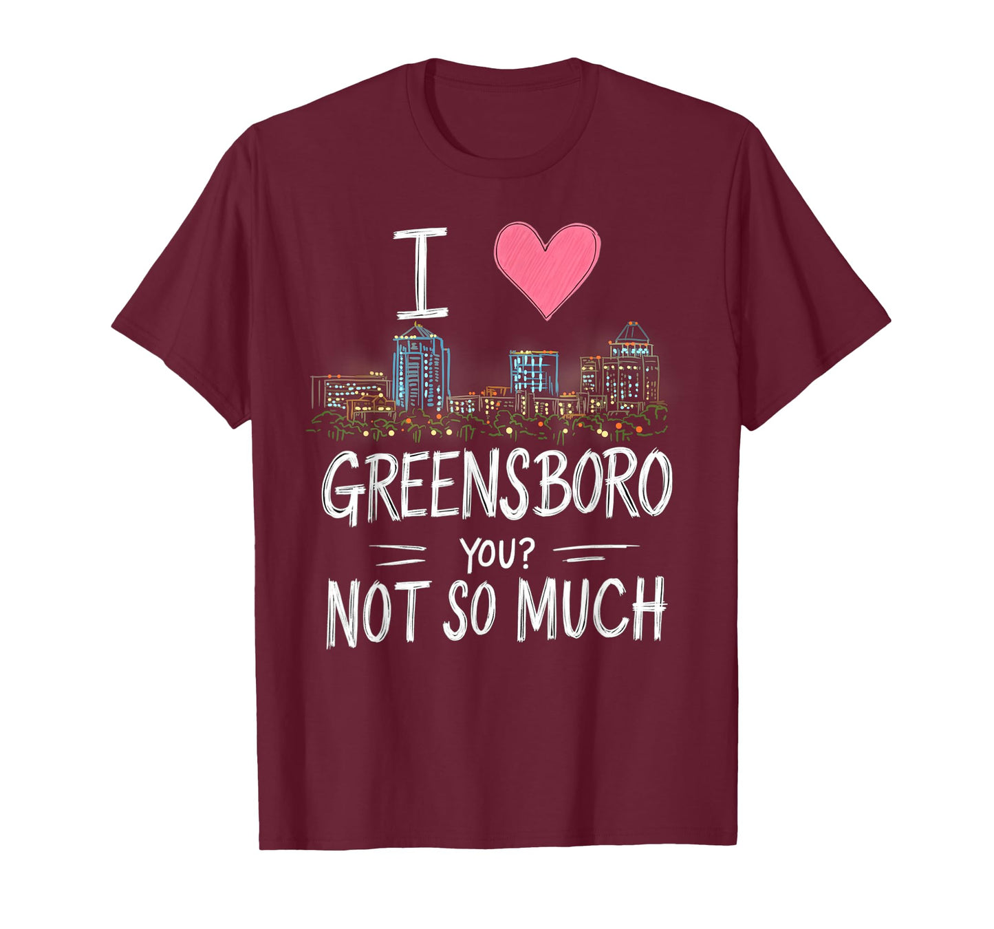 Funny Greensboro North Carolina Night Skyline Vintage T-Shirt