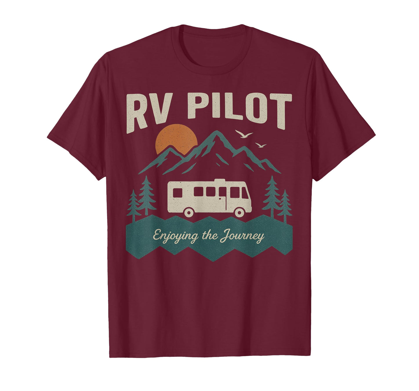 RV Pilot Camping Retro Motorhome Travel Vacation Camper Crew T-Shirt